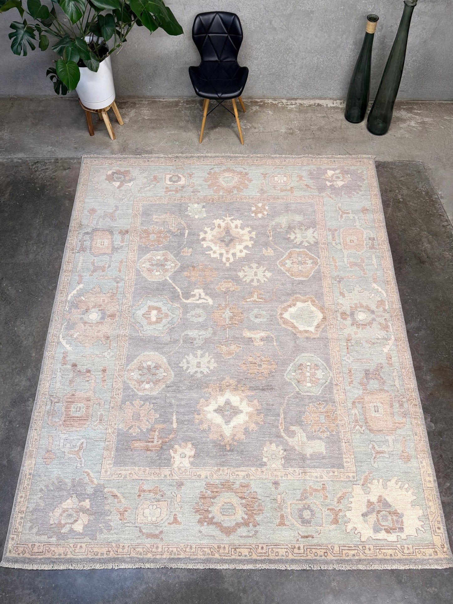 Muted Oushak • Handmade Transitional Turkish Rug (8'4"x9'9")