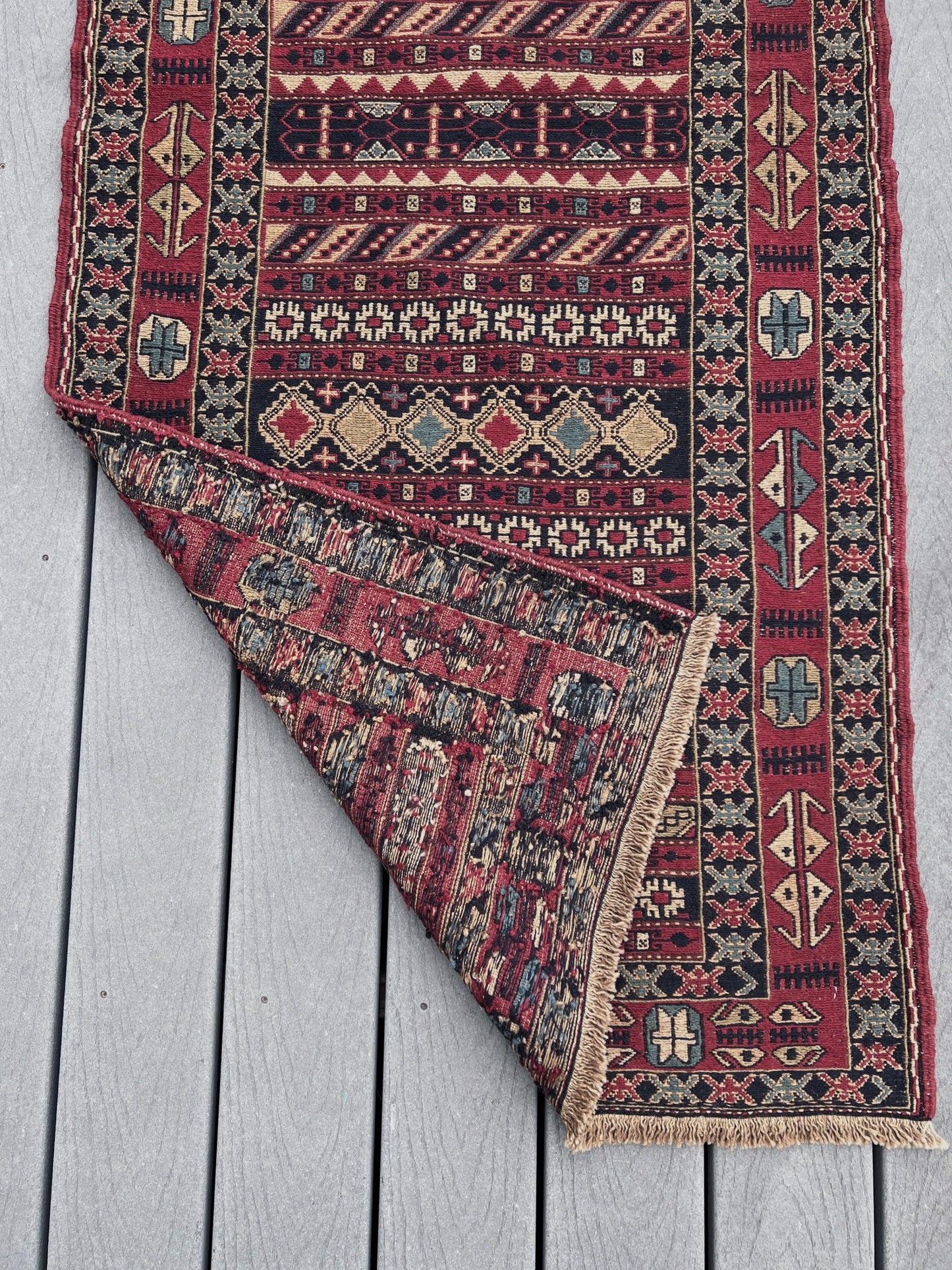 2x6 Rahrah persian soumak kilim rug. Oriental rug shop san francisco bay area.