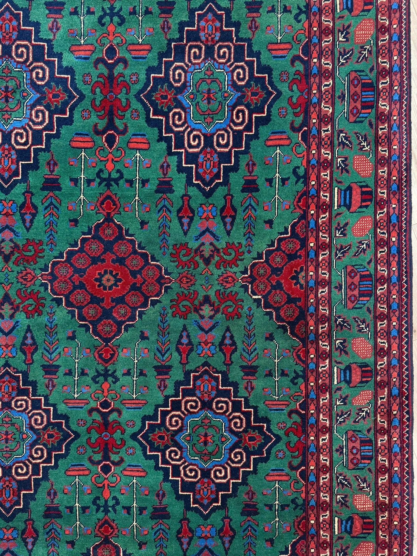 Emerald Green • Handmade Turkmen Wool Rug (6'7"x10'2")