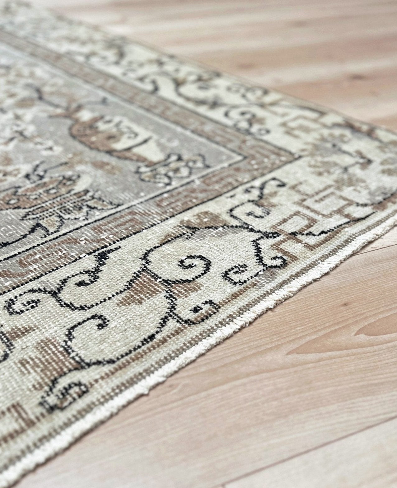 7x10 vintage muted oushak Turkish rug shop san francisco bay area. Large distressed rug. Home decor shop. Buy handmade rug online