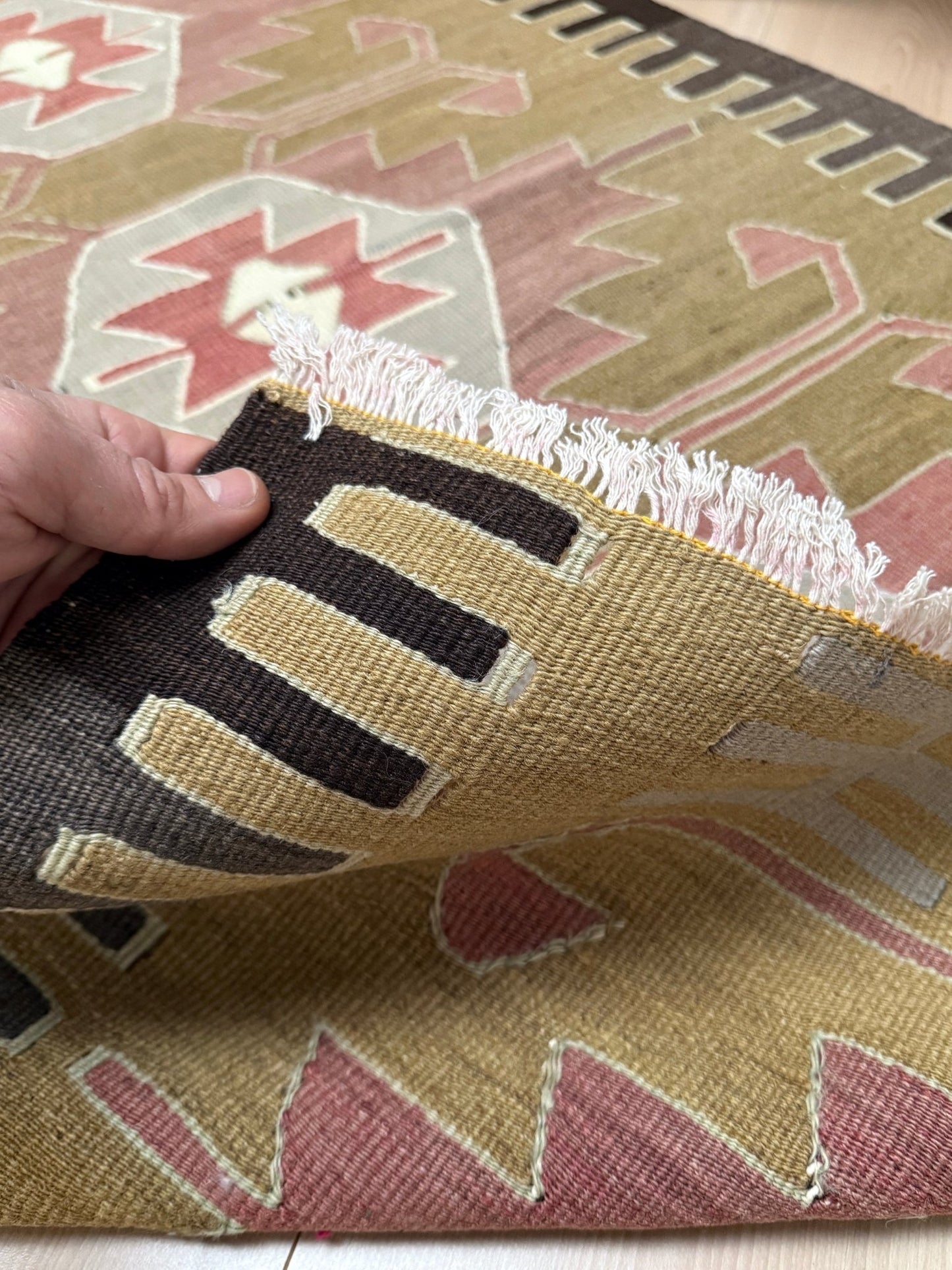 3x4 Navajo style turkish kilim wool rug for bedroom nursery kitchen entry tribal flatweave rug shop san francisco bay area. Handmade wool flatweave rug.