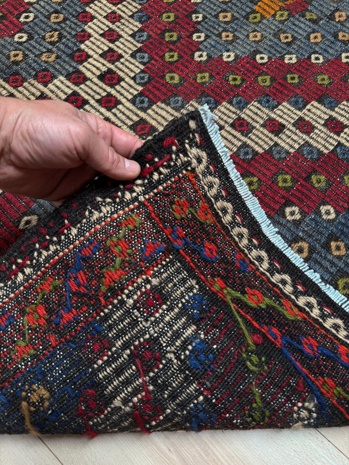 Konya Cicim Kilim • Embroidered Vintage Turkish Flatweave Rug (5'11"x10'3")