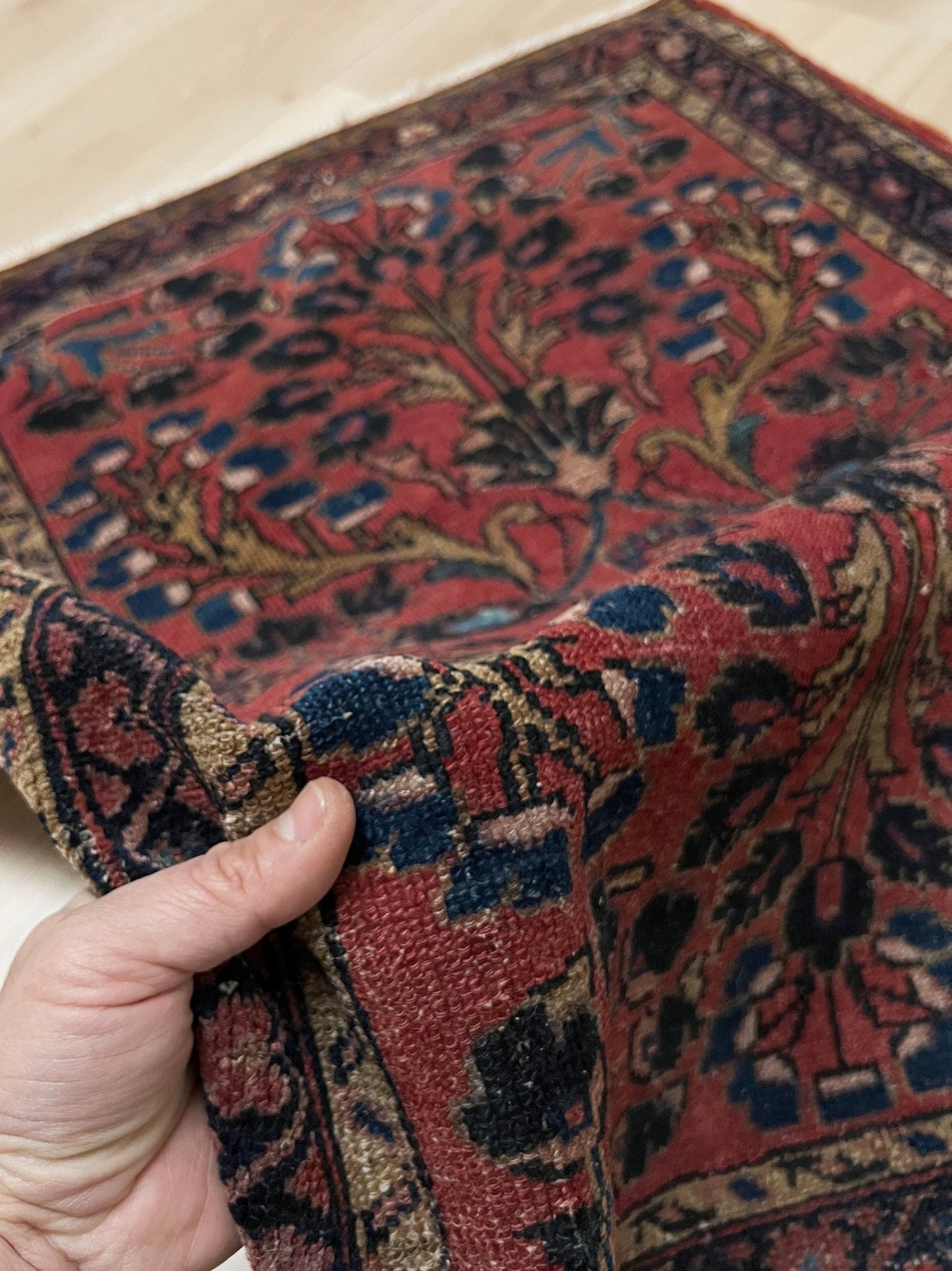 Handmade vintage persian 2x3 small floral rug for bedroom, kitchen, bedroom under the desk. Handmade wool carpet from the best rug shop san francisco bay area free shipping US Canada