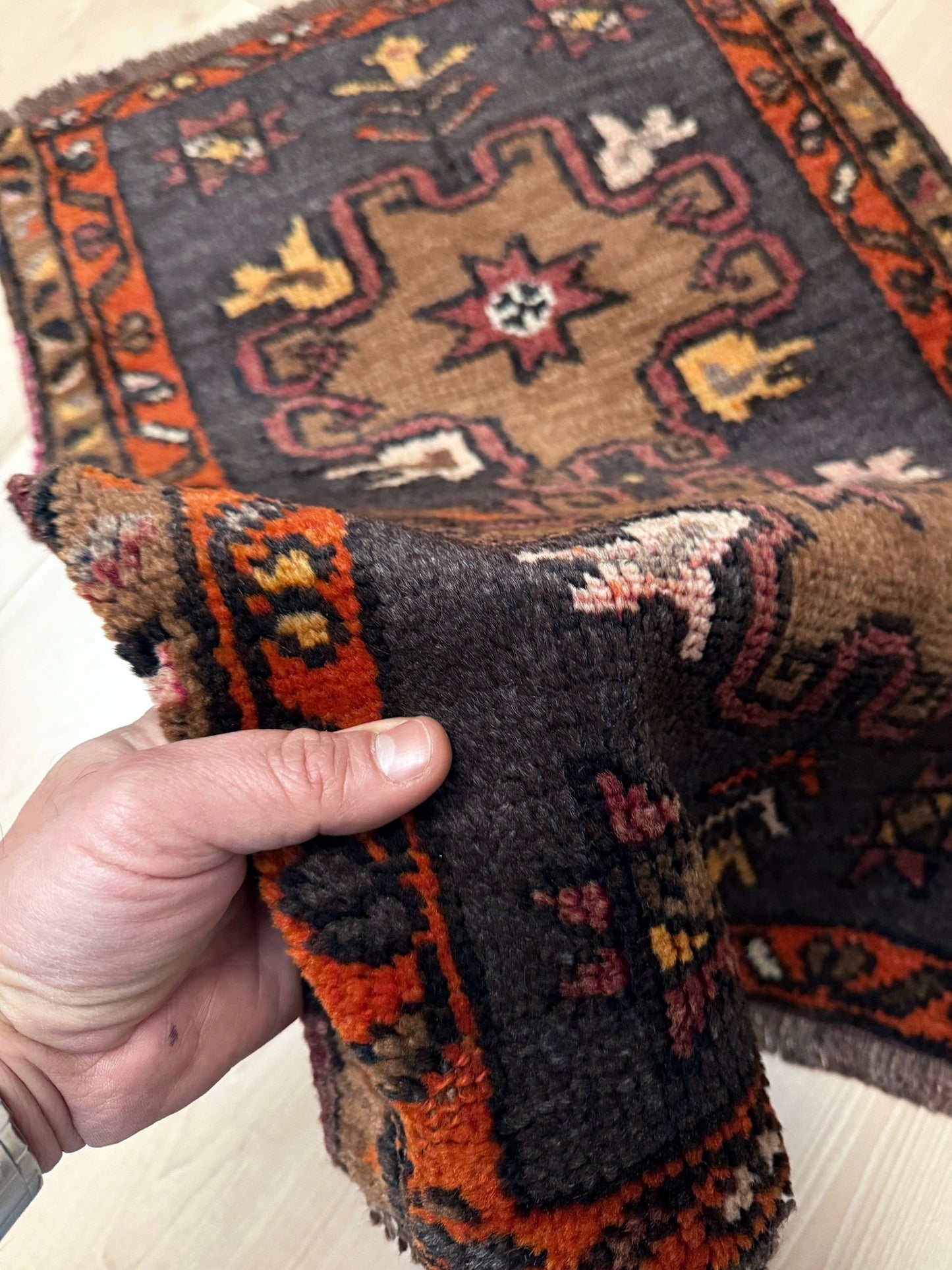 HANDMADE SMALL WOOL RUG FOR kitchen UNDER THE DESK BATHROOM. 2x3 Turkish mini rug free shipping