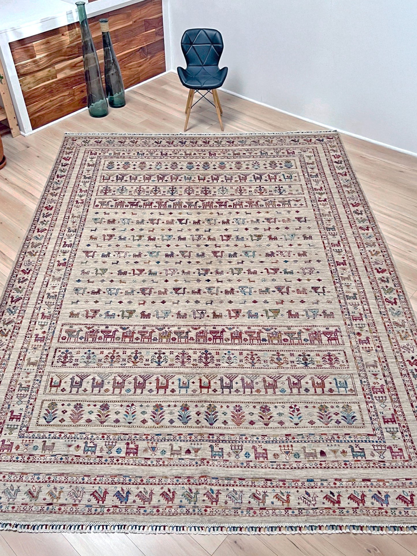 9x12 Khorjin Minimalistic Tribal Handmade Wool Orienta Rug shop San Francisco Bay Area. Buy Handmade Wool Large rug online