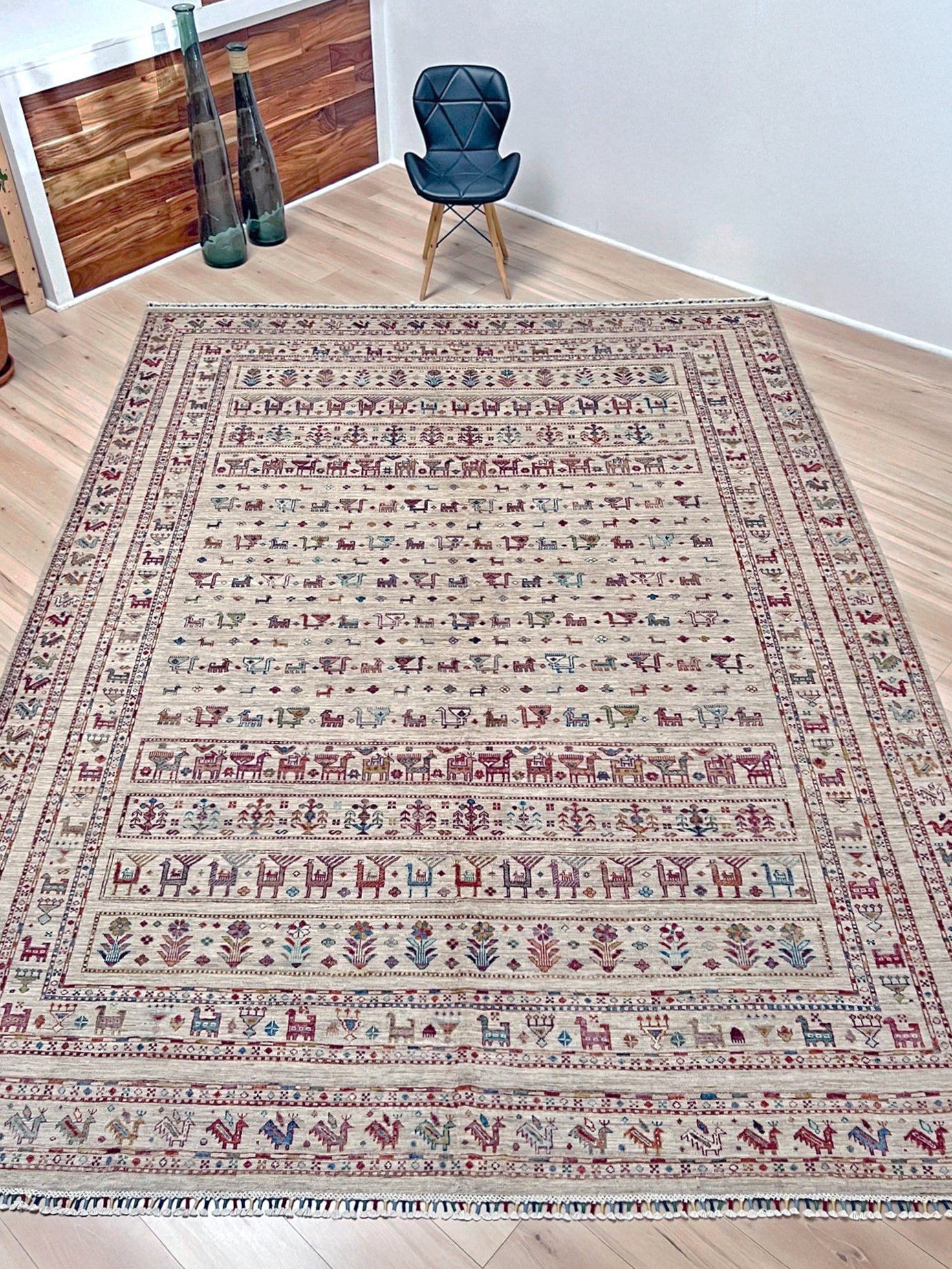 9x12 Khorjin Minimalistic Tribal Handmade Wool Orienta Rug shop San Francisco Bay Area. Buy Handmade Wool Large rug online