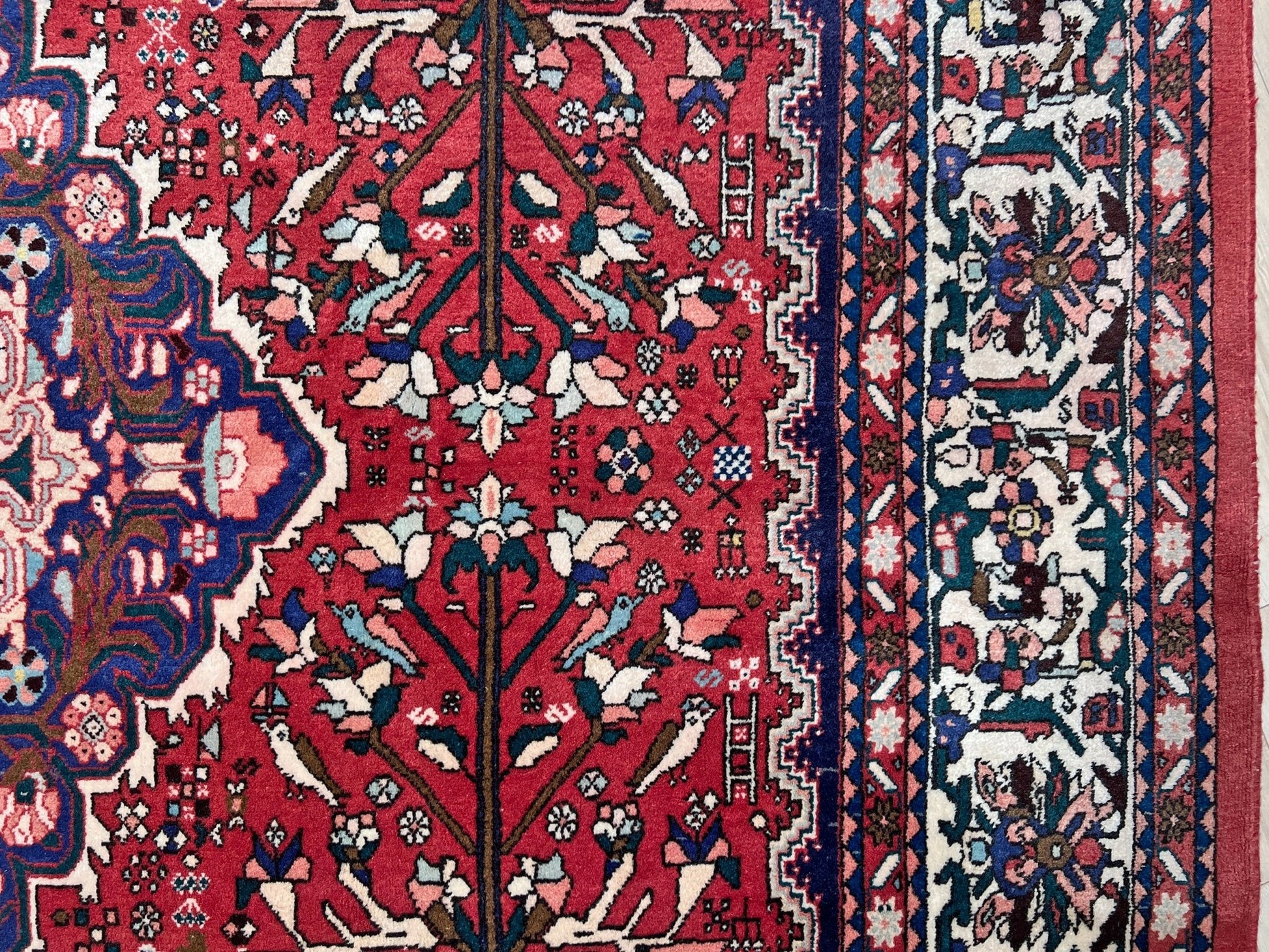 Abadeh 7x10 red navy vintage floral tribal persian rug shop san francisco bay area free shipping