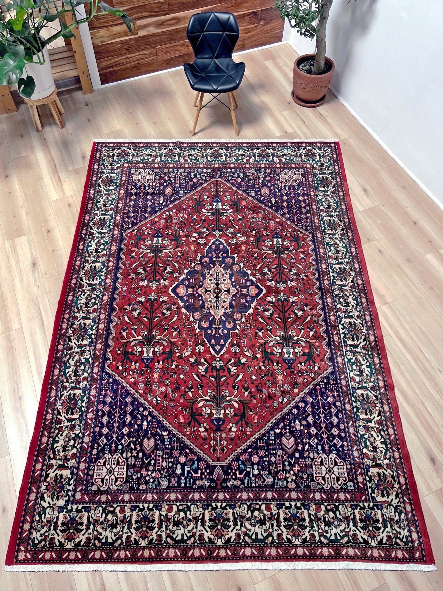 Abadeh 7x10 red navy vintage floral tribal persian rug shop san francisco bay area free shipping