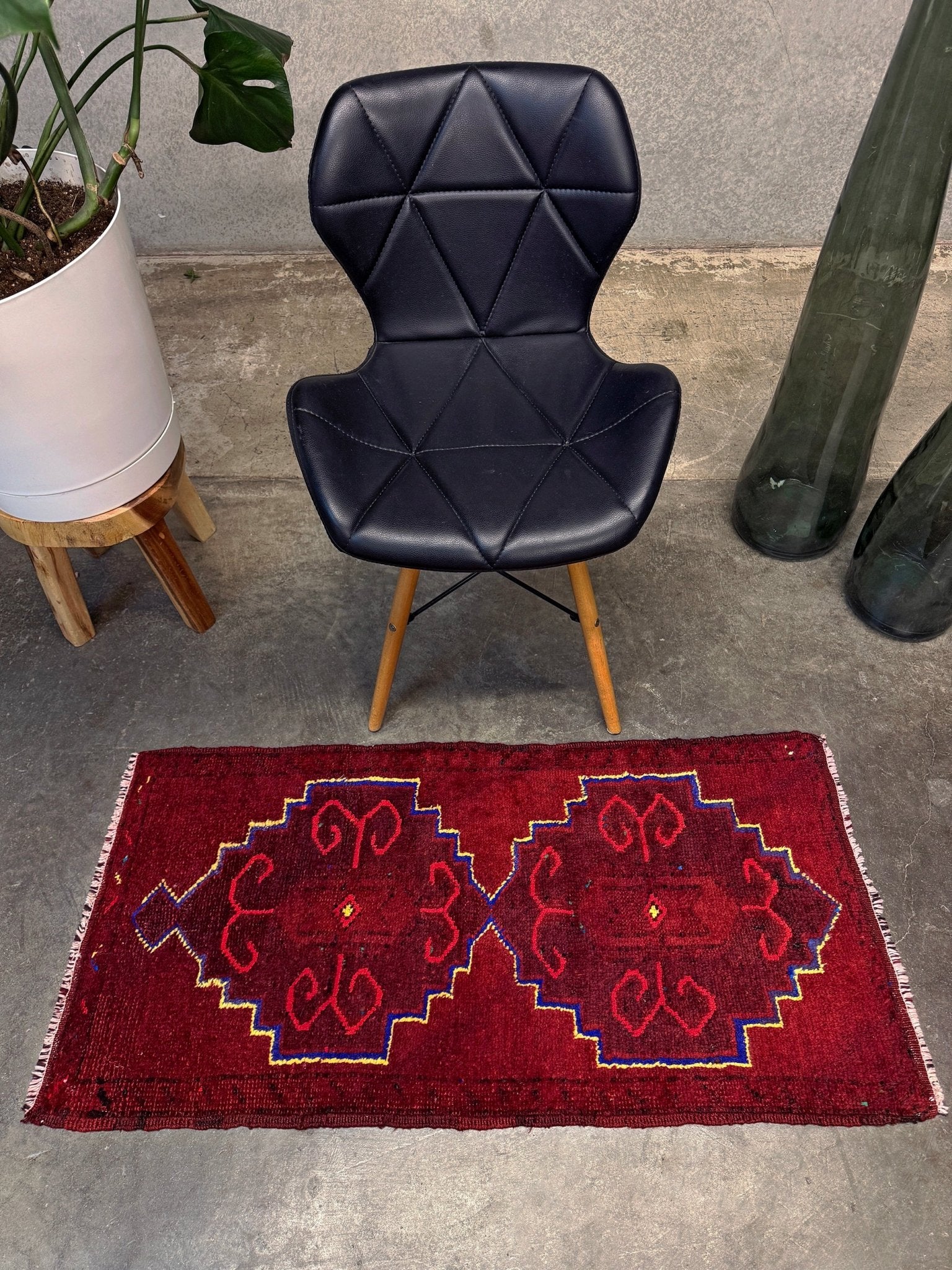 Cherry Red Turkish Wool Mat Mini Rug Shop SF Bay Area 20x30