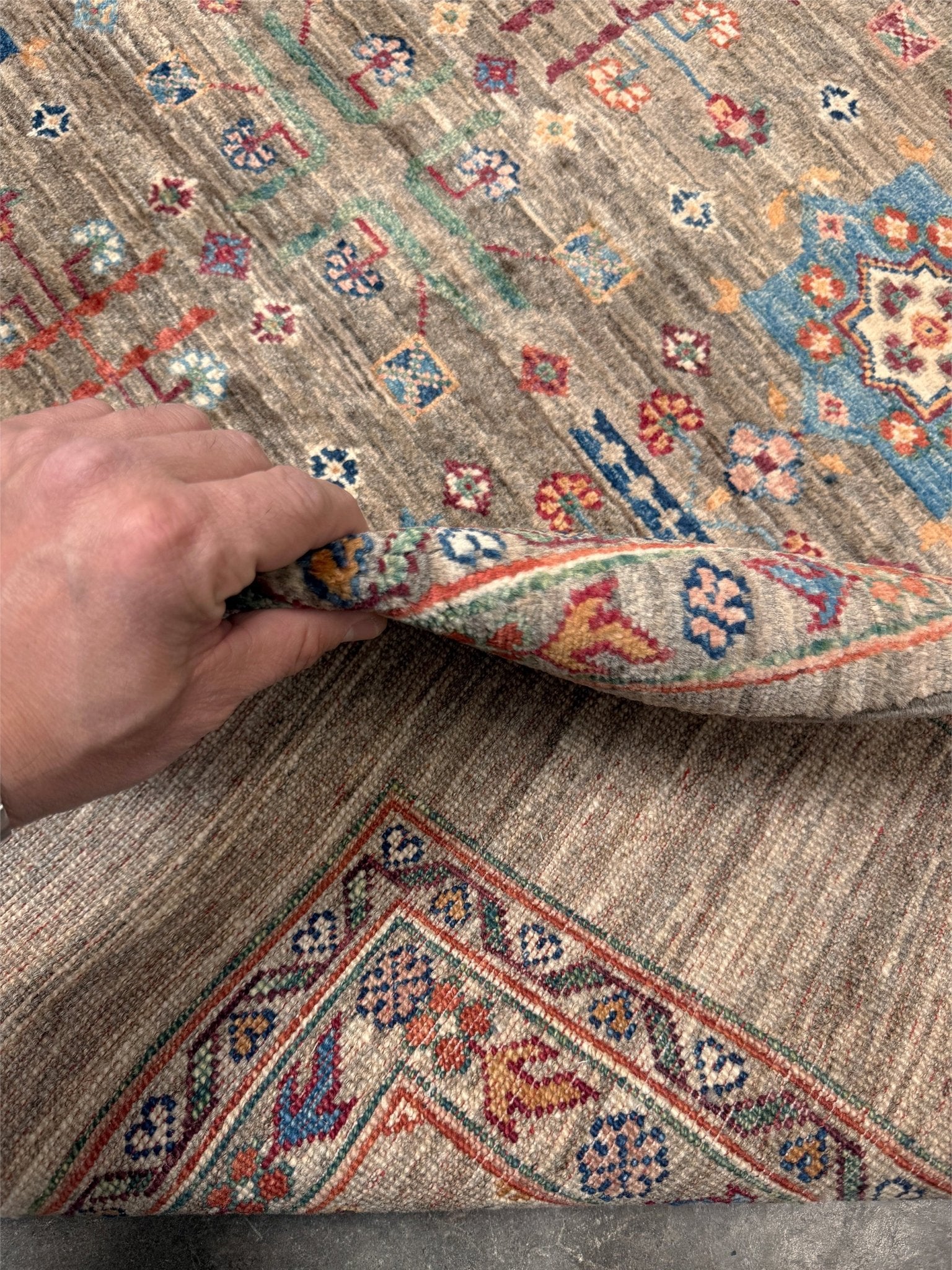 Taupe Contemporary Bilcik Turkmen 7x9 Area Rug Shop SF Bay Area