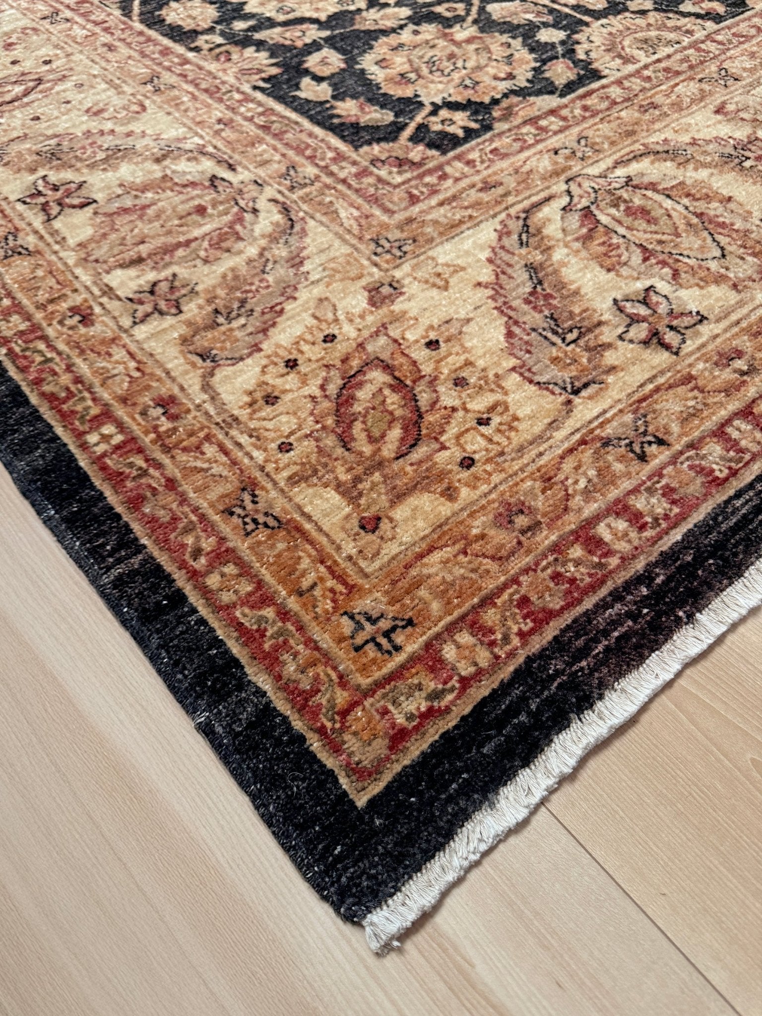 Handmade 8x10 Turkish Oushak Floral  Rug – Espresso Brown & Ivory – Best Rug Shop in Burlingame, SF Bay Area – Vintage-Inspired, High-Quality Wool Rug for Bedroom, Living Room, Dining Room – Free Shipping.