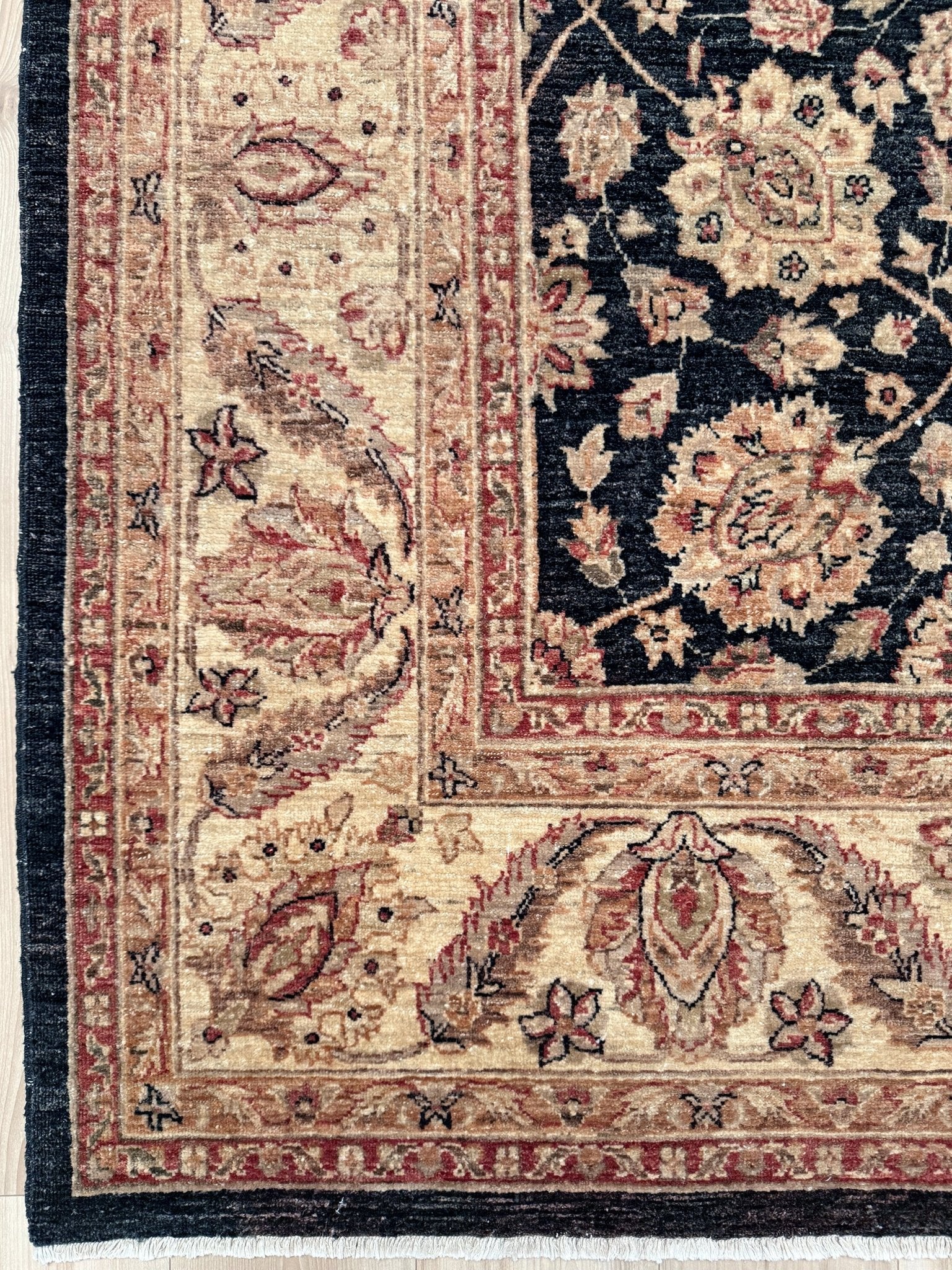 Handmade 8x10 Turkish Oushak Floral  Rug – Espresso Brown & Ivory – Best Rug Shop in Burlingame, SF Bay Area – Vintage-Inspired, High-Quality Wool Rug for Bedroom, Living Room, Dining Room – Free Shipping.