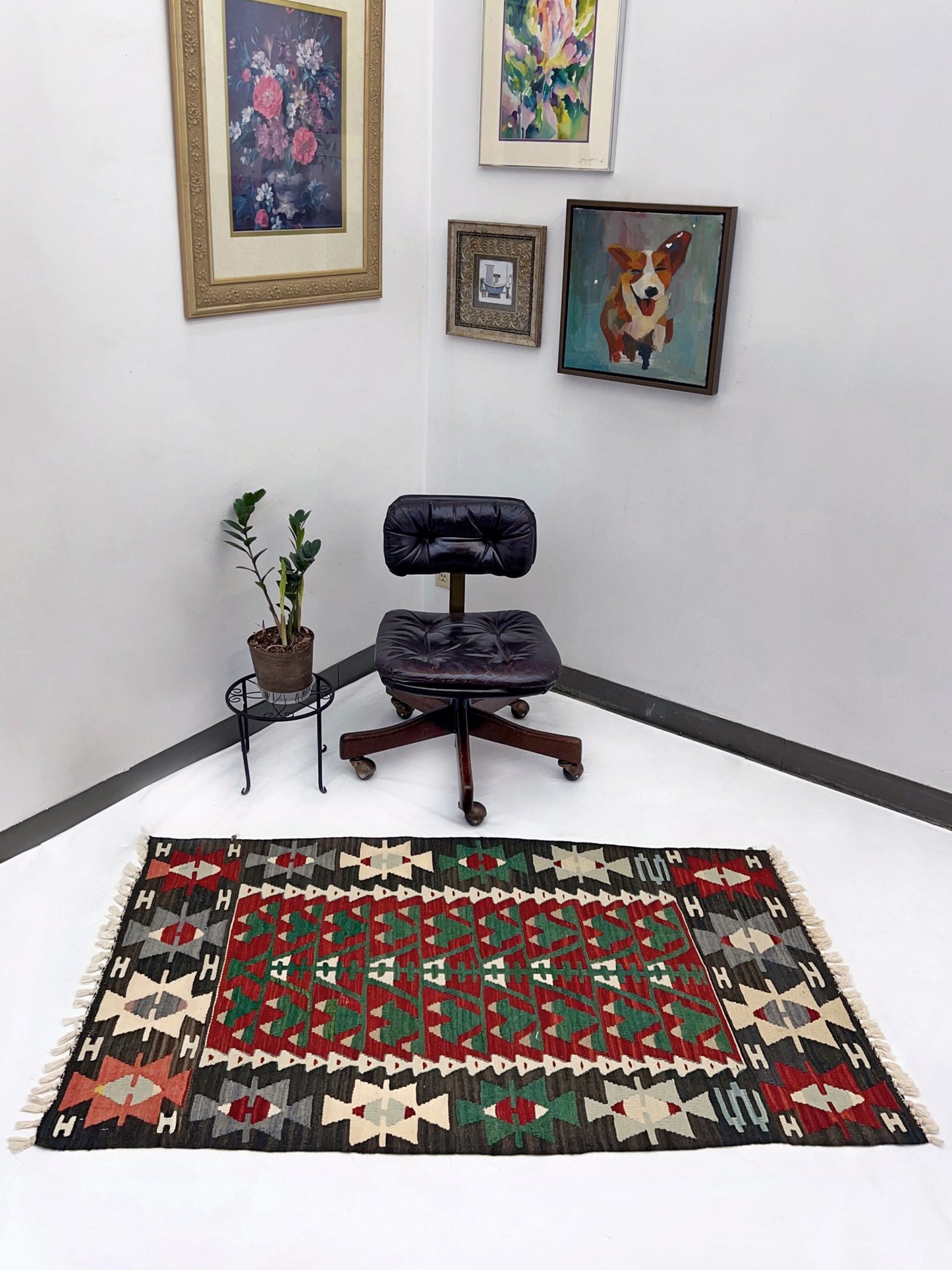 Deep Red Kayseri Tree of Life Kilim • Vintage Turkish Mini Flatweave Rug (2'10"x5')