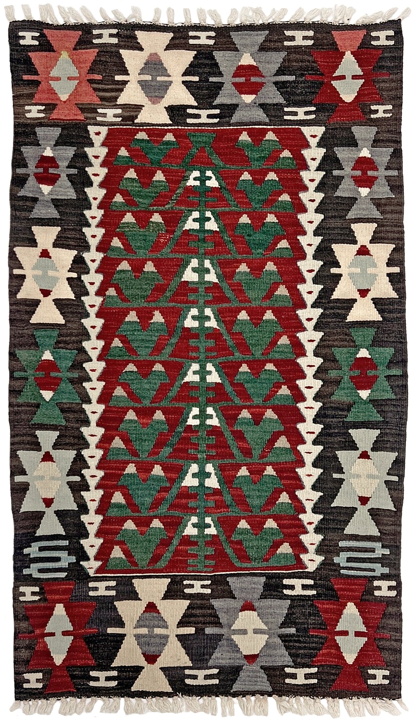 Deep Red Kayseri Tree of Life Kilim • Vintage Turkish Mini Flatweave Rug (2'10"x5')