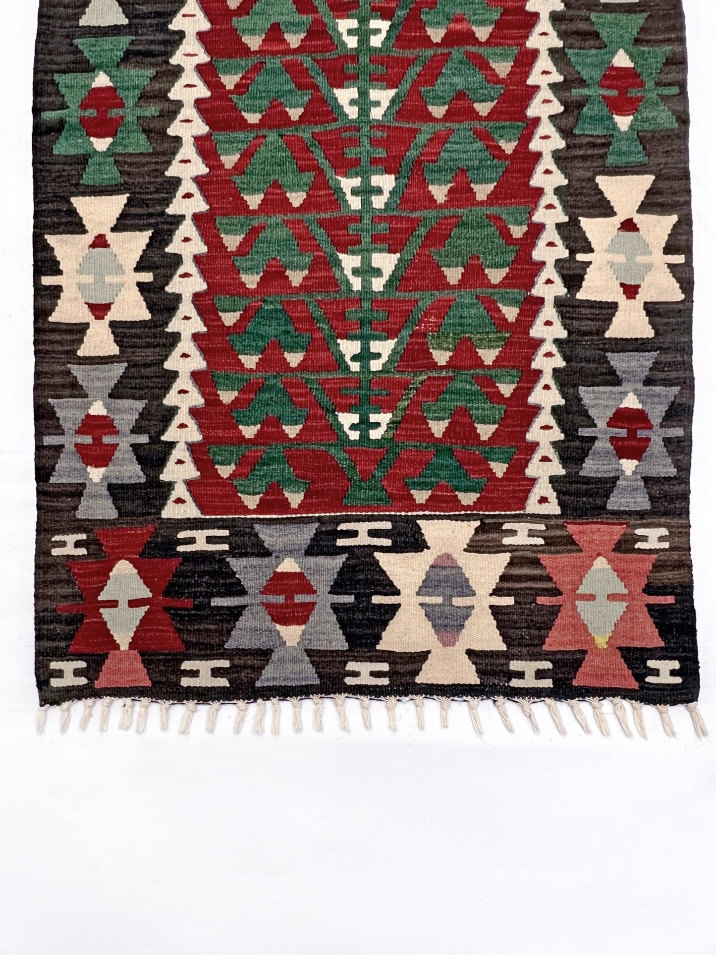 Deep Red Kayseri Tree of Life Kilim • Vintage Turkish Mini Flatweave Rug (2'10"x5')