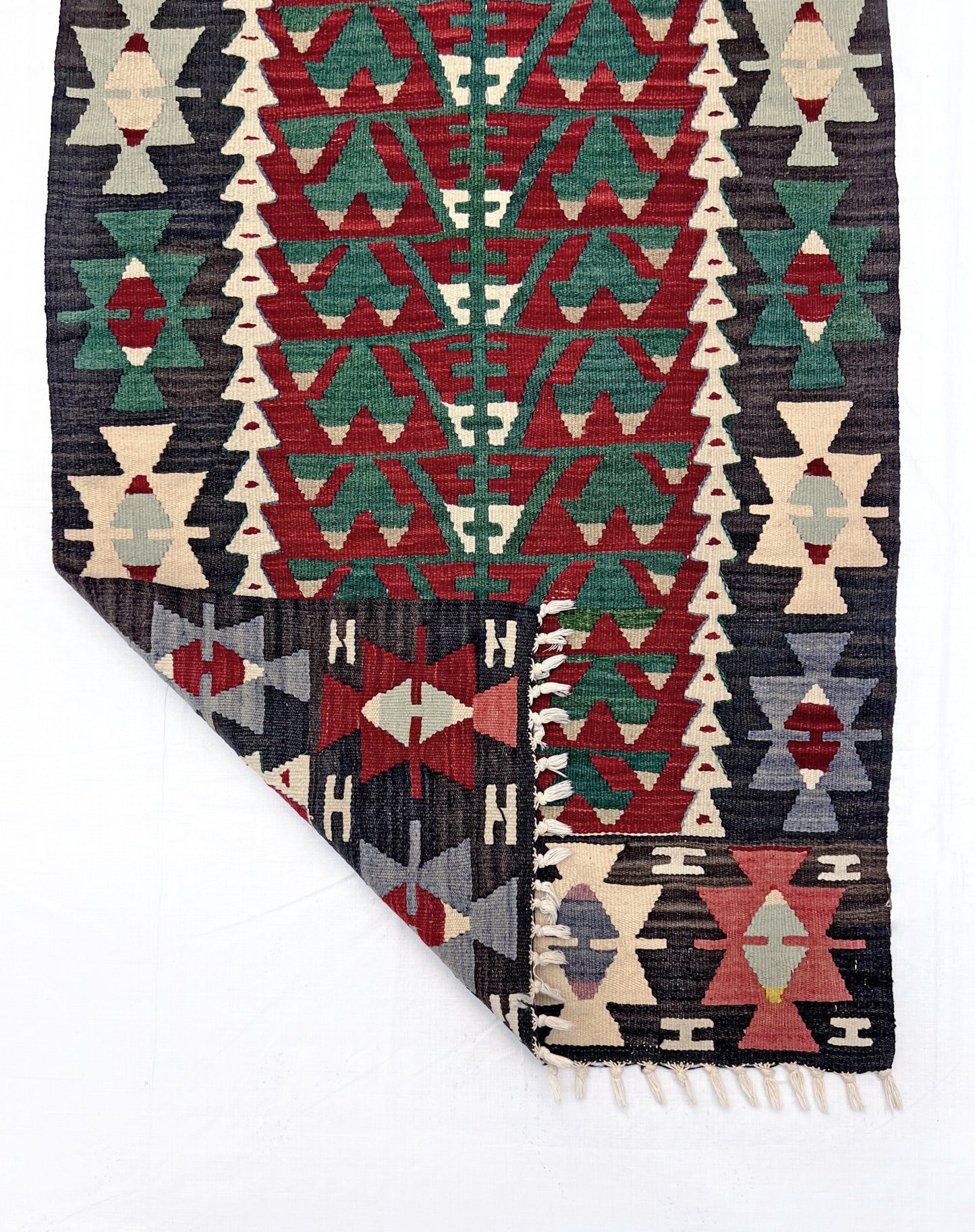 Deep Red Kayseri Tree of Life Kilim • Vintage Turkish Mini Flatweave Rug (2'10"x5')