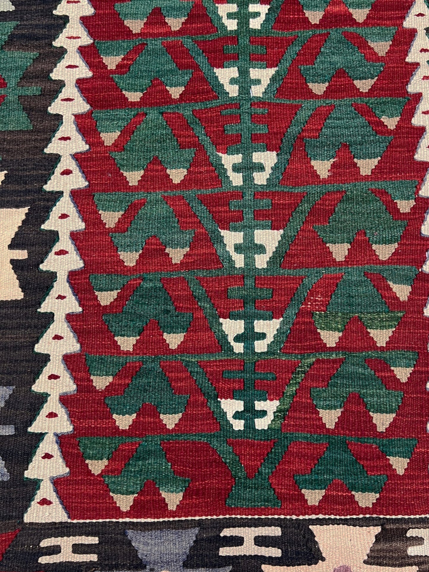 Deep Red Kayseri Tree of Life Kilim • Vintage Turkish Mini Flatweave Rug (2'10"x5')