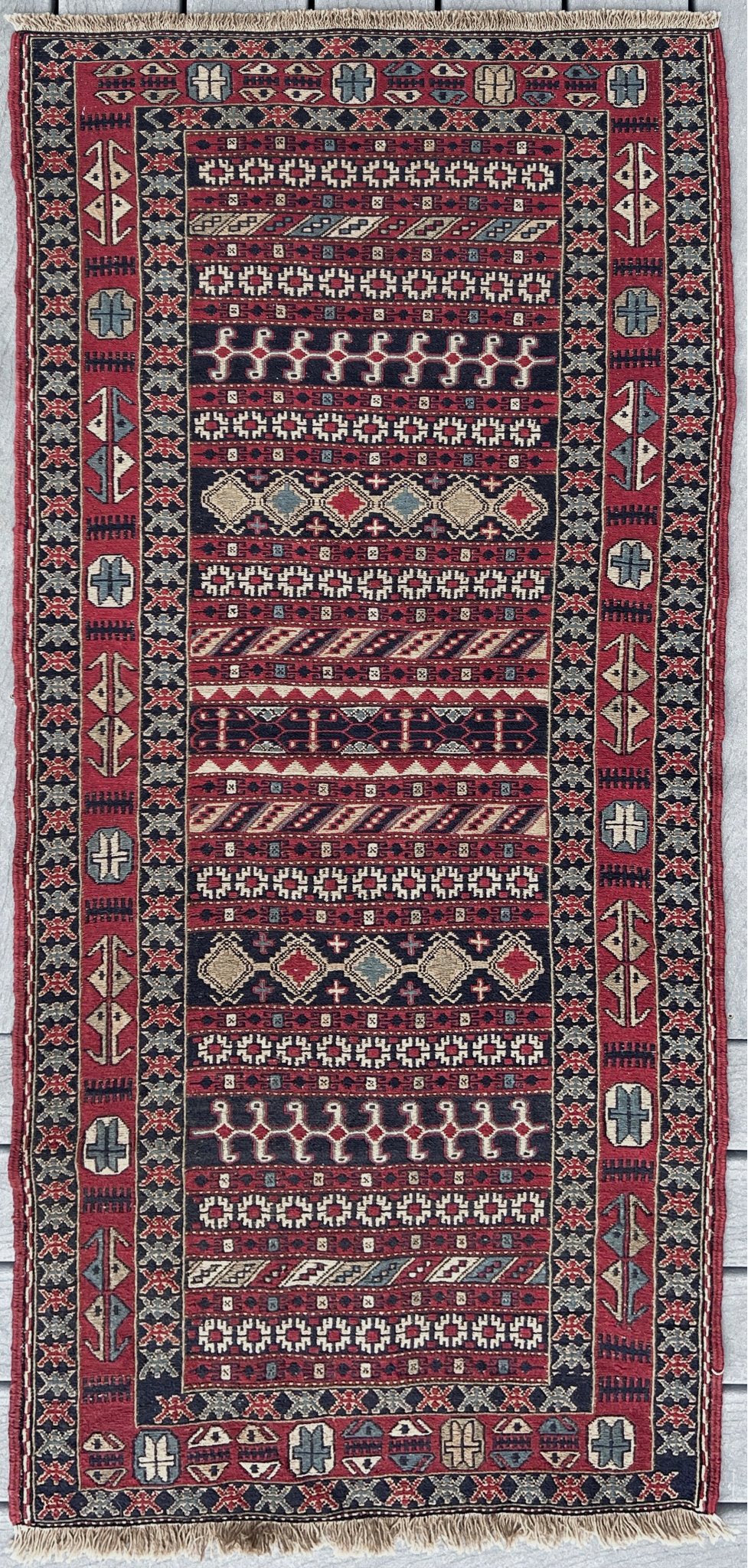 2x6 Rahrah persian soumak kilim rug. Oriental rug shop san francisco bay area.