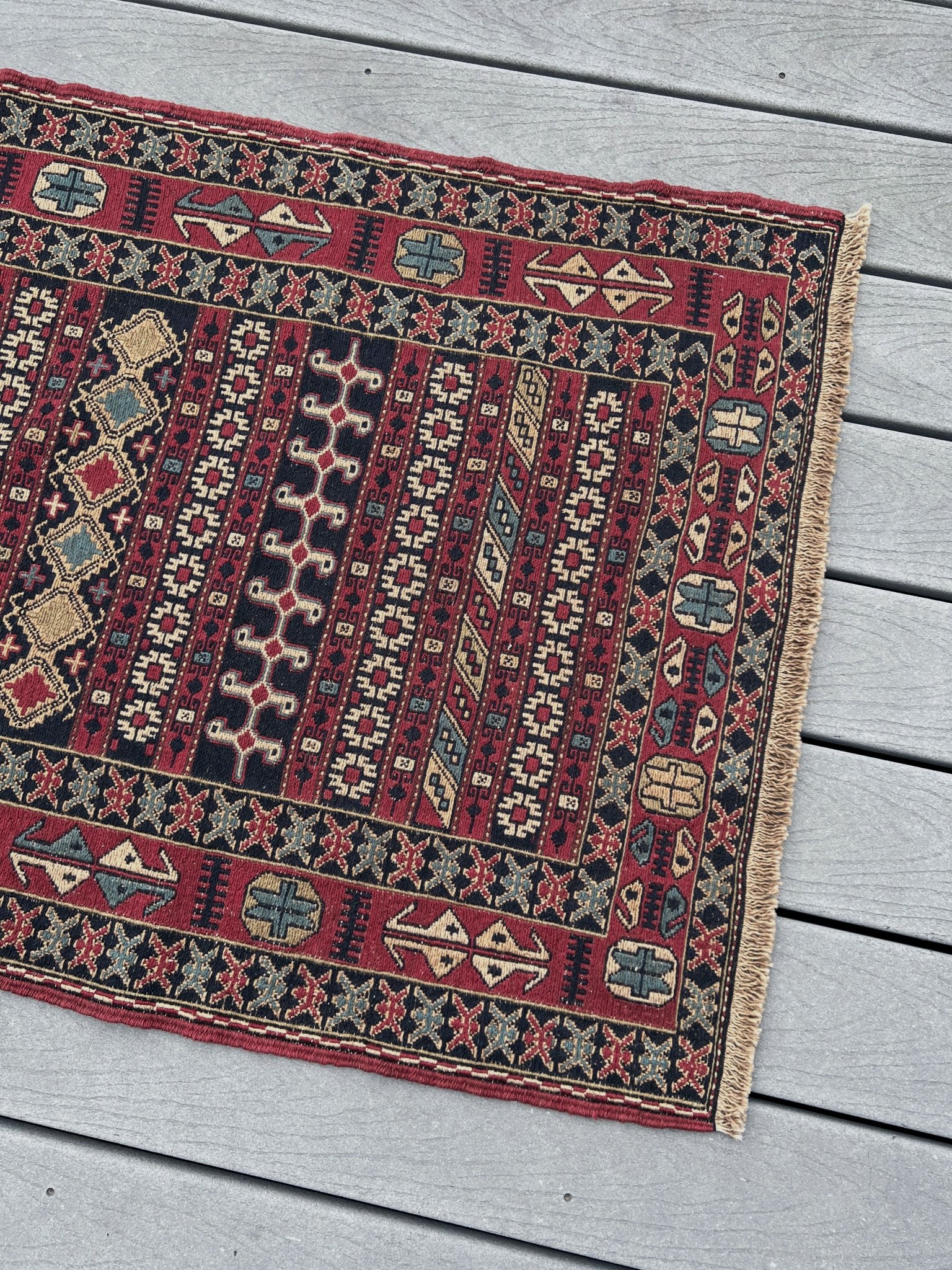 2x6 Rahrah persian soumak kilim rug. Oriental rug shop san francisco bay area.
