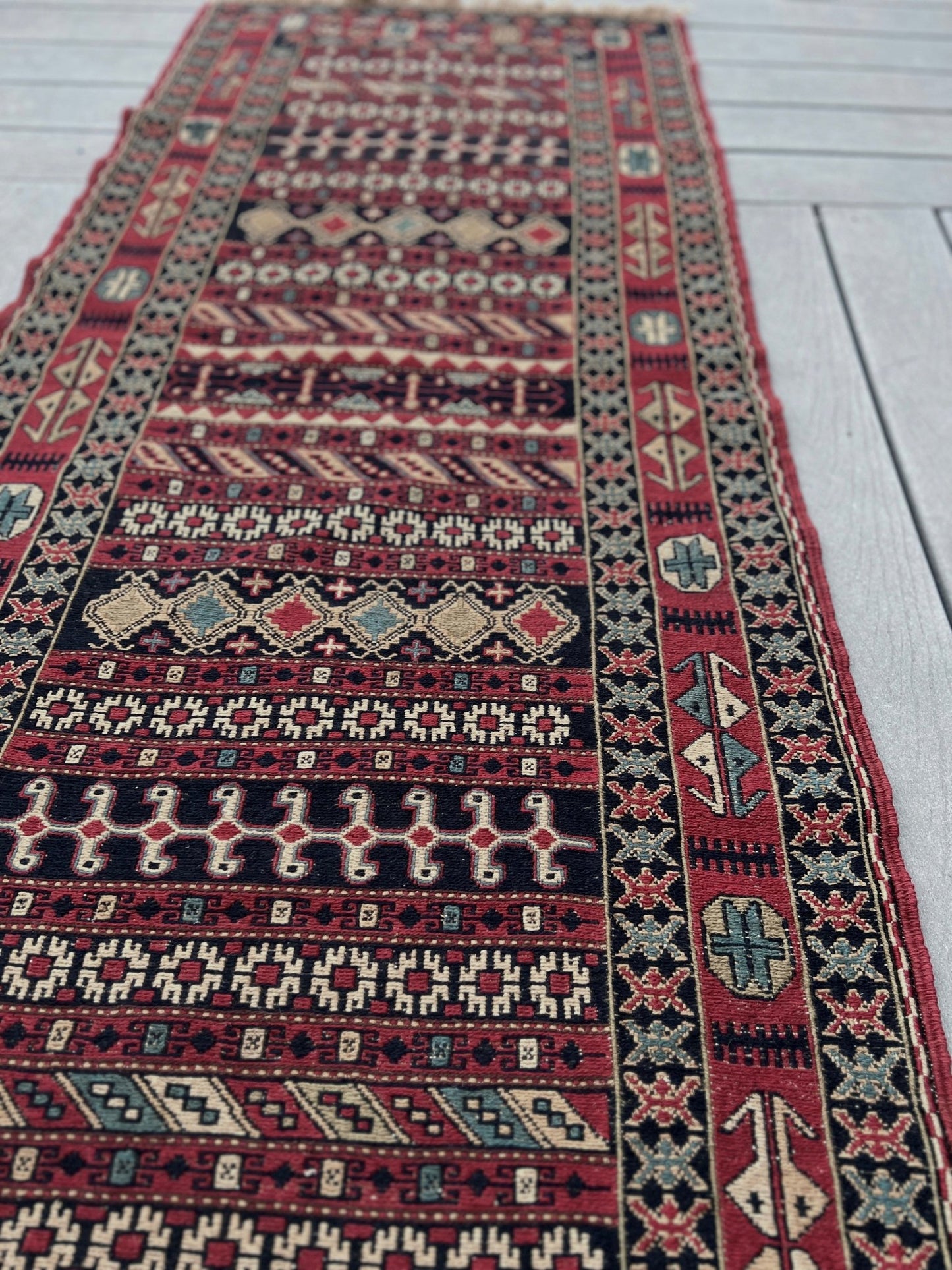 2x6 Rahrah persian soumak kilim rug. Oriental rug shop san francisco bay area.