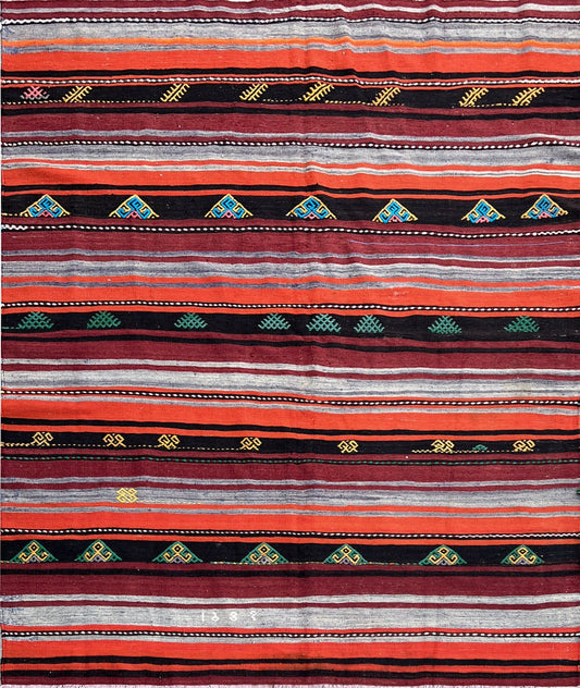 6x6 square Sivas handmade wool Vintage Turkish Kilim Rug shop los latos los gatos palo altos. Vintage rug shop berkeley SF bay area