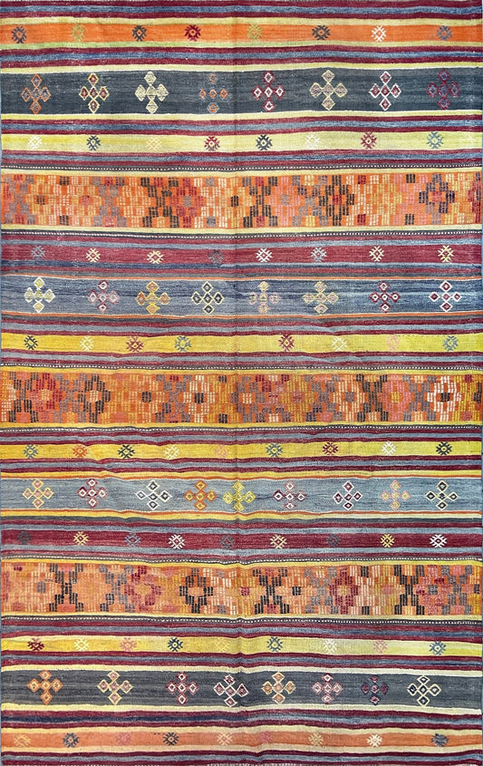 6x9 Selendi handmade wool Vintage Turkish Kilim Rug shop berkeley Canada, California. Oriental rug shop san francisco bay area