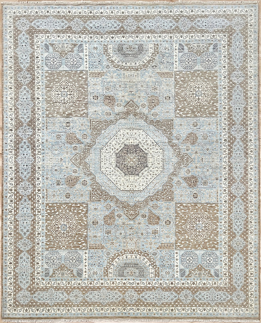 8x10 Blue handmade mamluk rug. Oriental rug shop san francisco bay area. Buy wool carpet online free shipping USA Canada.