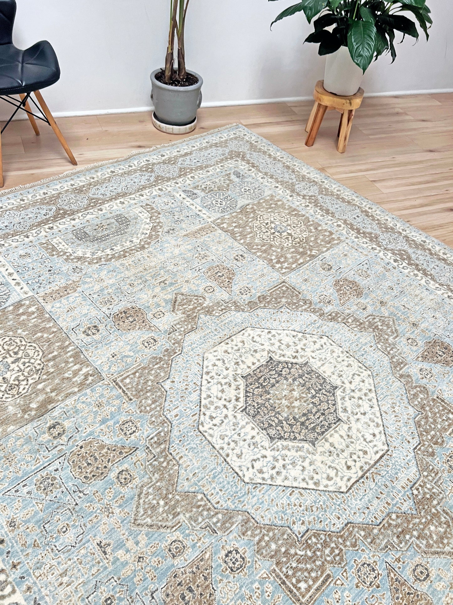 8x10 Blue handmade mamluk rug. Oriental rug shop san francisco bay area. Buy wool carpet online free shipping USA Canada.