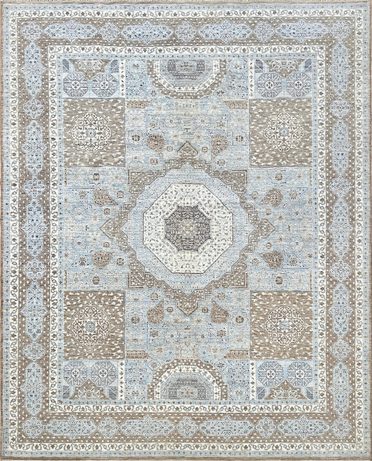 8x10 Baby Blue handmade mamluk rug. Oriental rug shop san francisco bay area. Buy wool carpet online free shipping USA Canada.