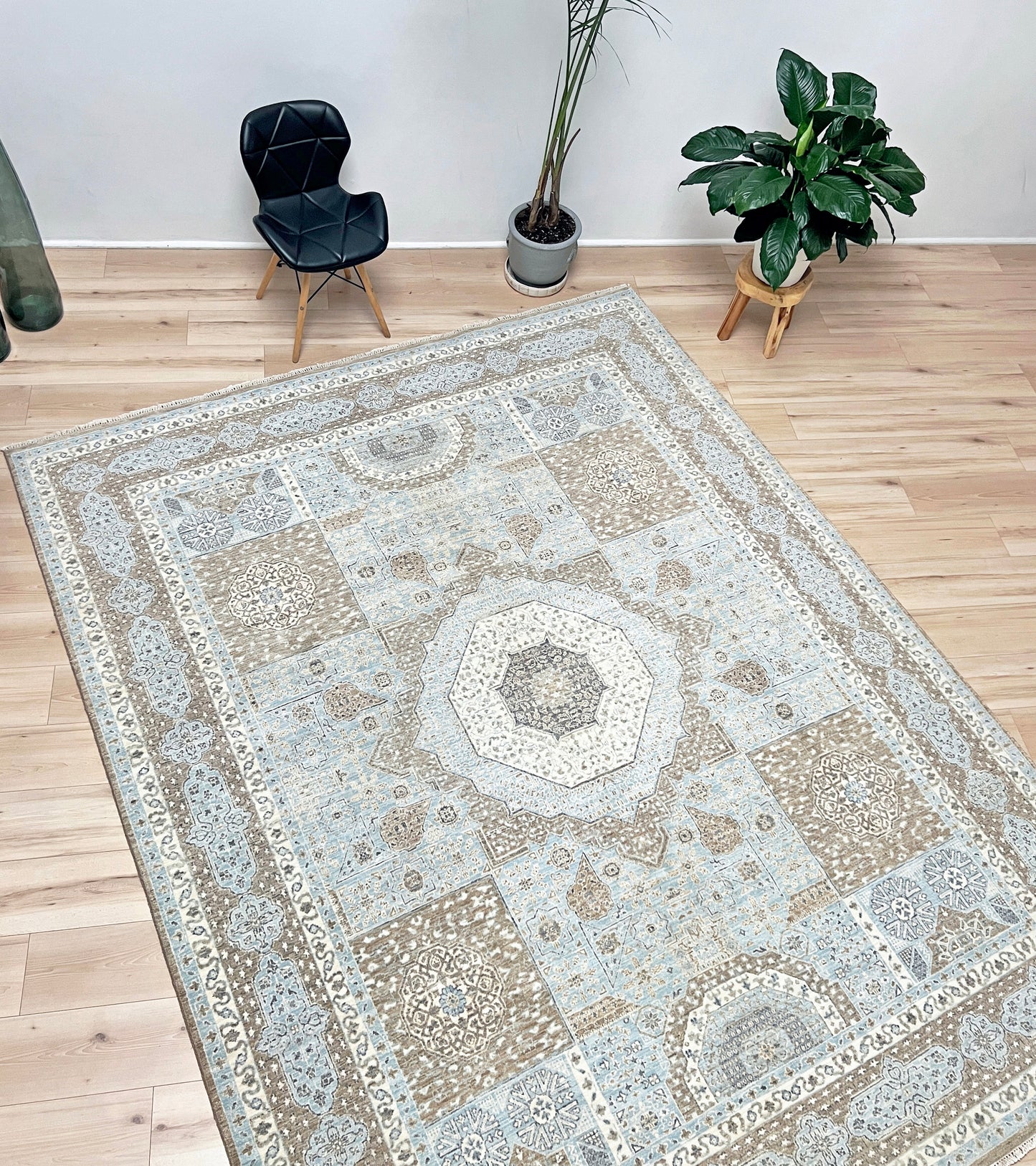 8x10 Blue handmade mamluk rug. Oriental rug shop san francisco bay area. Buy wool carpet online free shipping USA Canada.