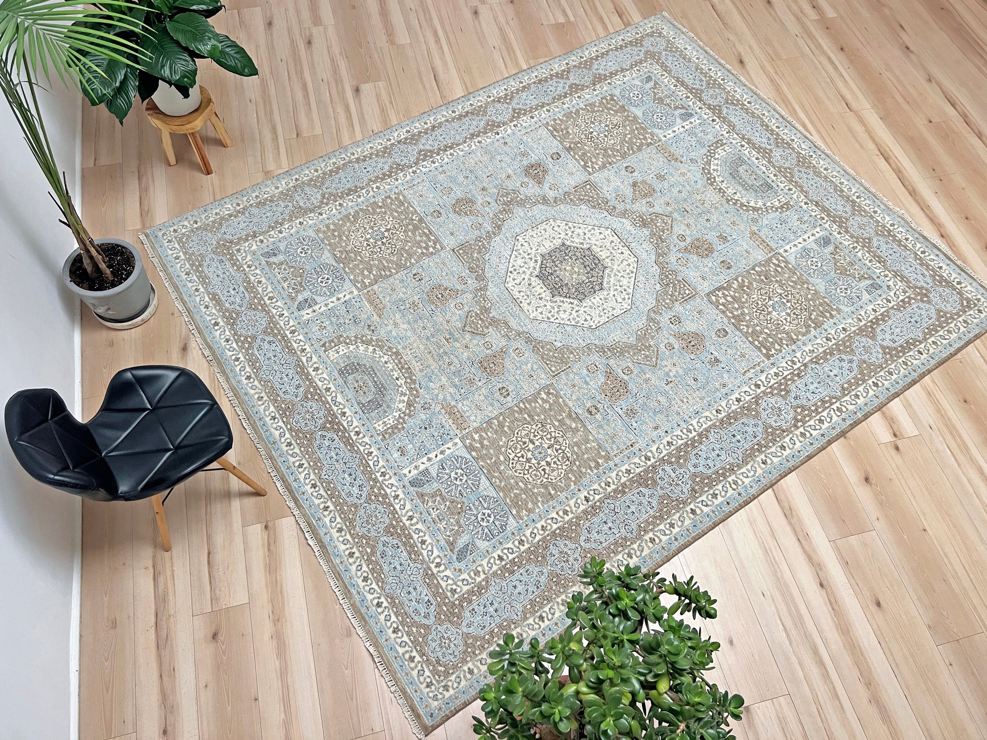 8x10 Blue handmade mamluk rug. Oriental rug shop san francisco bay area. Buy wool carpet online free shipping USA Canada.