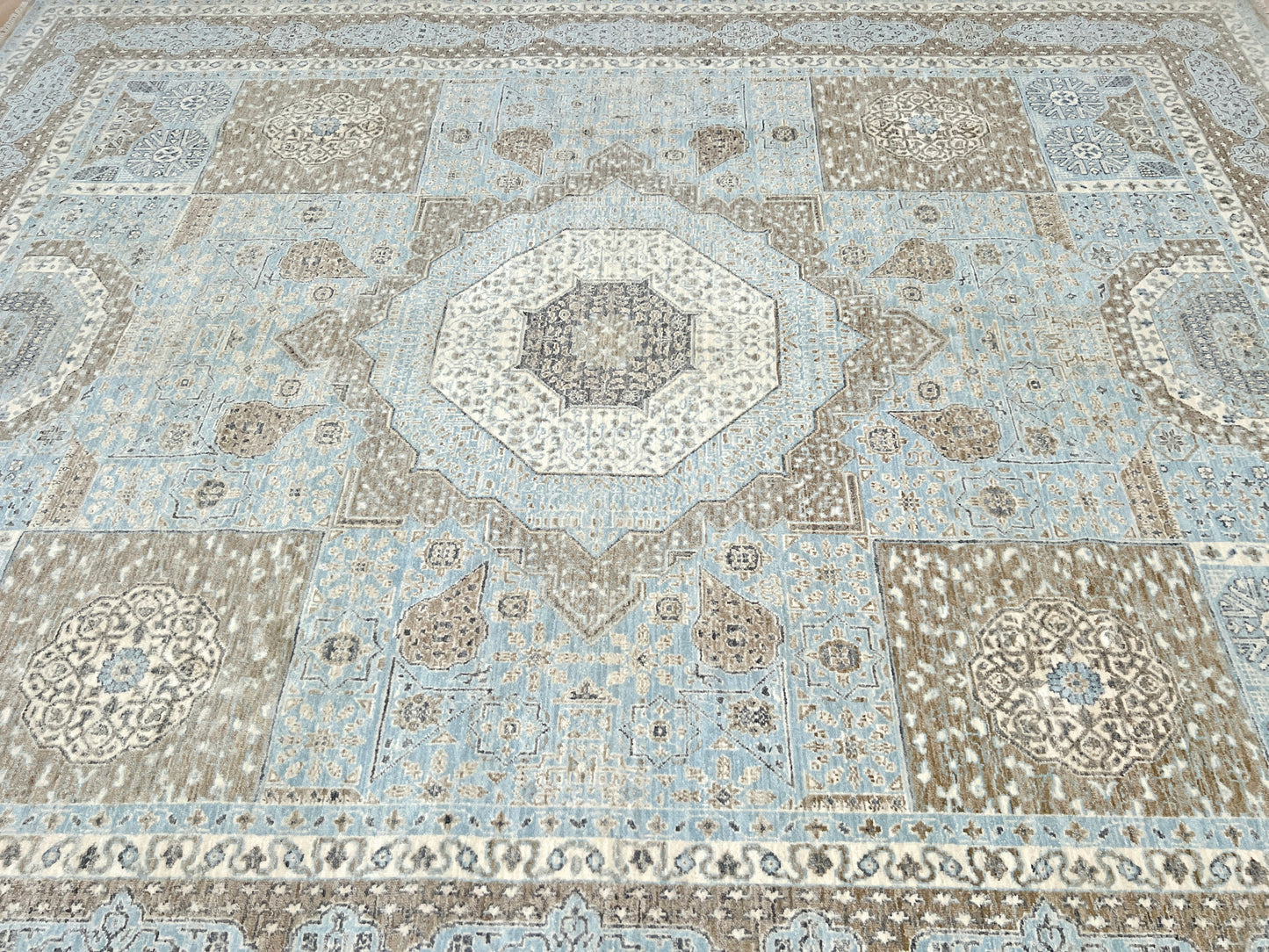 8x10 Blue handmade mamluk rug. Oriental rug shop san francisco bay area. Buy wool carpet online free shipping USA Canada.