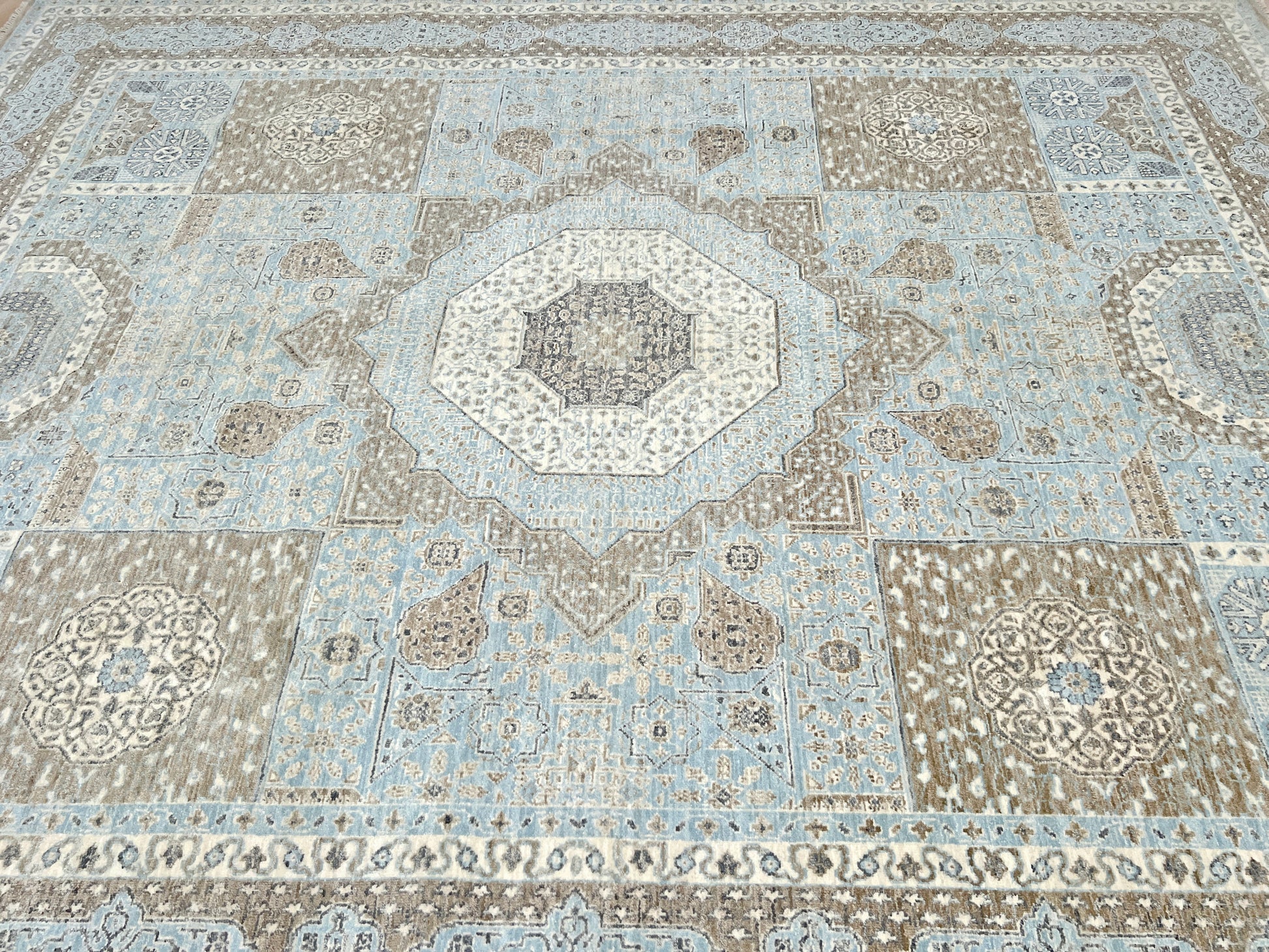 8x10 Blue handmade mamluk rug. Oriental rug shop san francisco bay area. Buy wool carpet online free shipping USA Canada.