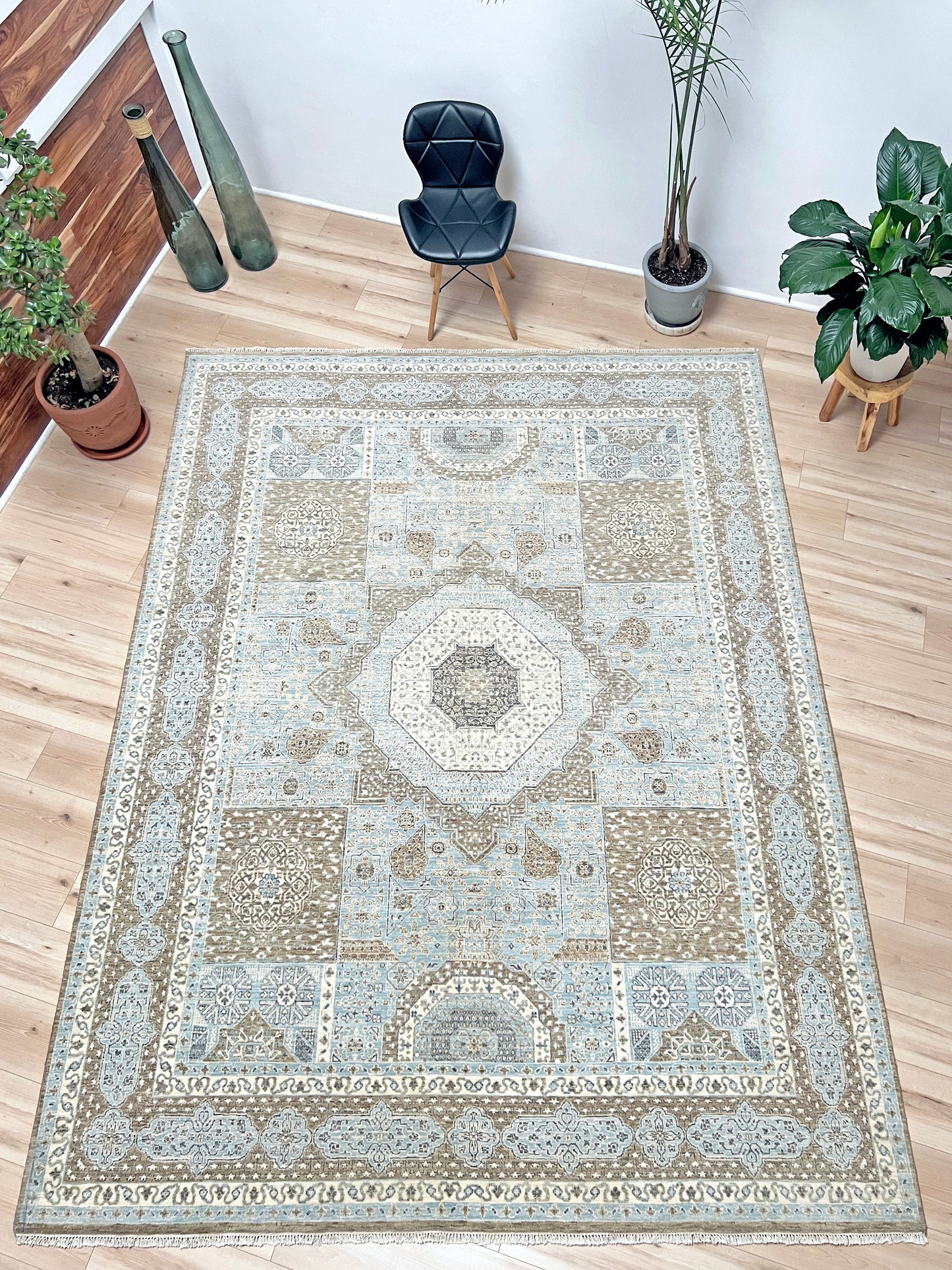 8x10 Blue handmade mamluk rug. Oriental rug shop san francisco bay area. Buy wool carpet online free shipping USA Canada.