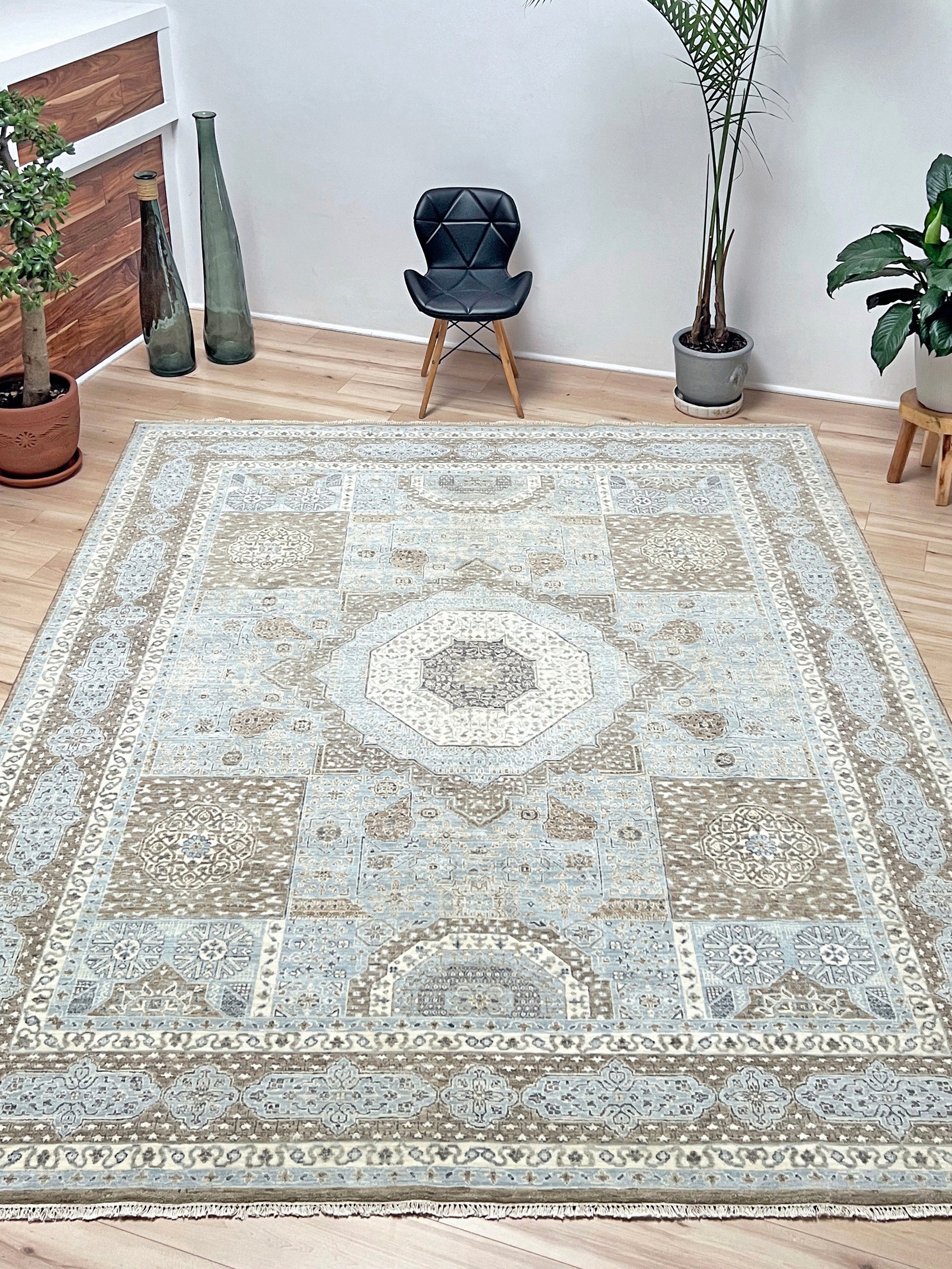 8x10 Blue handmade mamluk rug. Oriental rug shop san francisco bay area. Buy wool carpet online free shipping USA Canada.