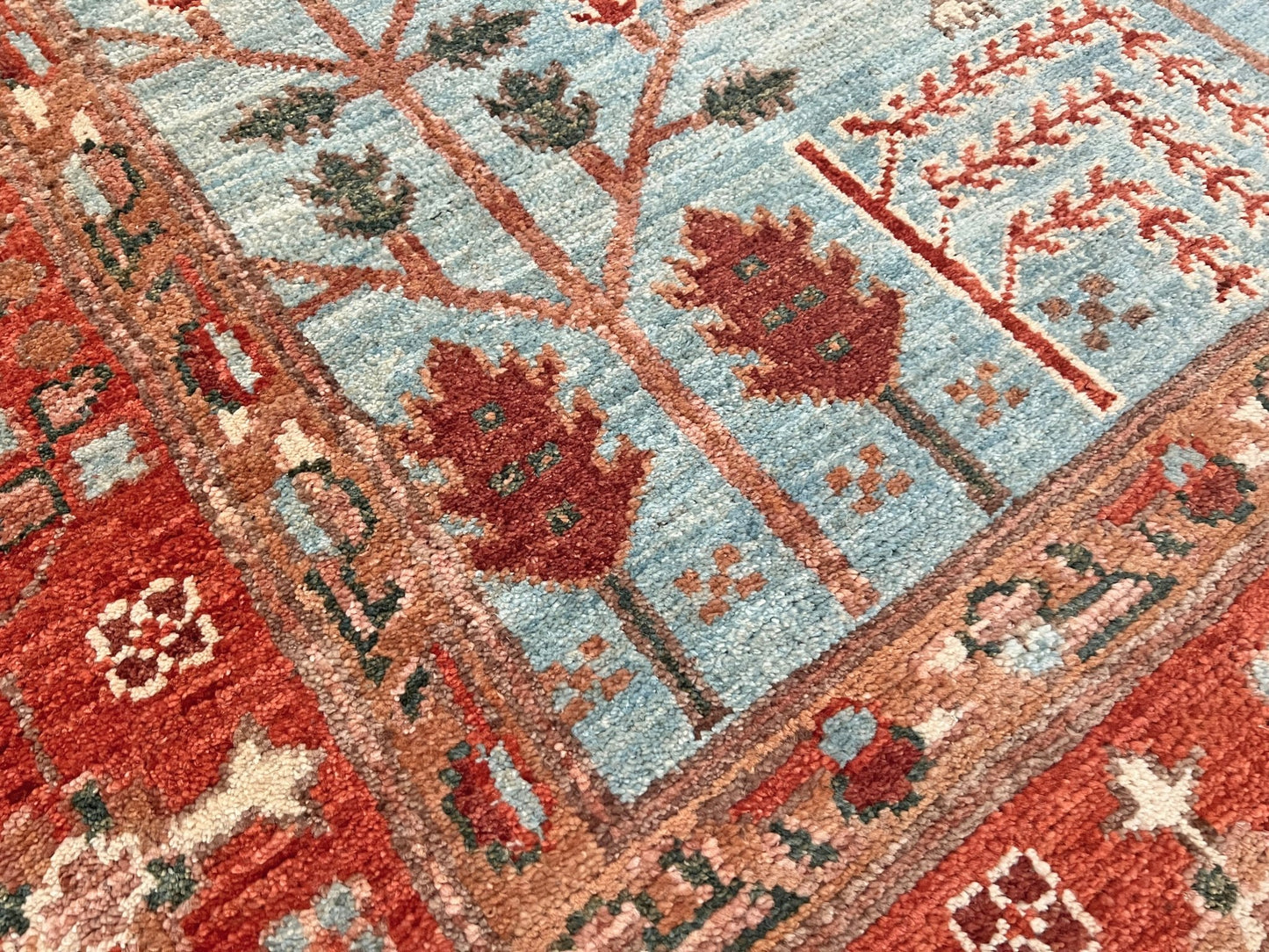 Oushak Tree Indian Handmade Rug. Wool Extra large 8x10 rug for living room, bedroom. Oriental Rug store San Francisco Bay area. Buy handmade wool rug online free shipping USA Canada.