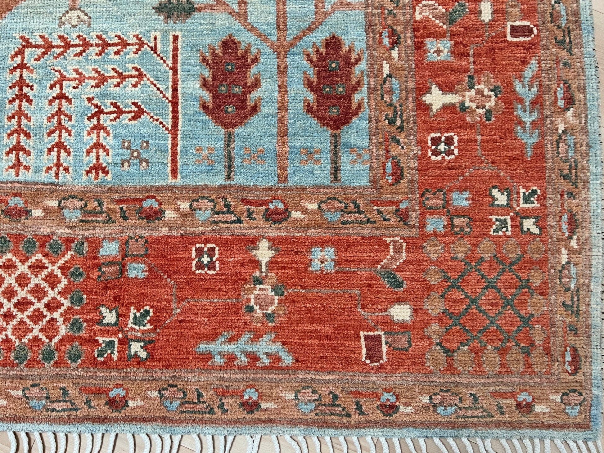 Oushak Tree Indian Handmade Rug. Wool Extra large 8x10 rug for living room, bedroom. Oriental Rug store San Francisco Bay area. Buy handmade wool rug online free shipping USA Canada.