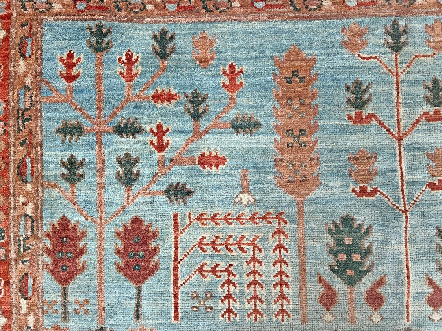 Oushak Tree Indian Handmade Rug. Wool Extra large 8x10 rug for living room, bedroom. Oriental Rug store San Francisco Bay area. Buy handmade wool rug online free shipping USA Canada.