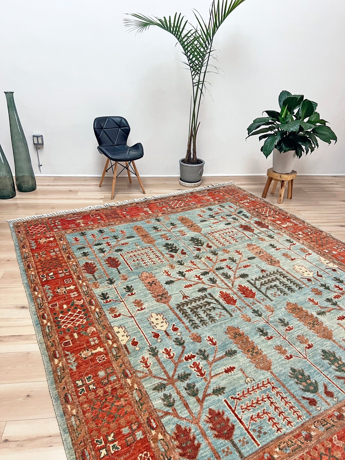 Oushak Tree Indian Handmade Rug. Wool Extra large 8x10 rug for living room, bedroom. Oriental Rug store San Francisco Bay area. Buy handmade wool rug online free shipping USA Canada.