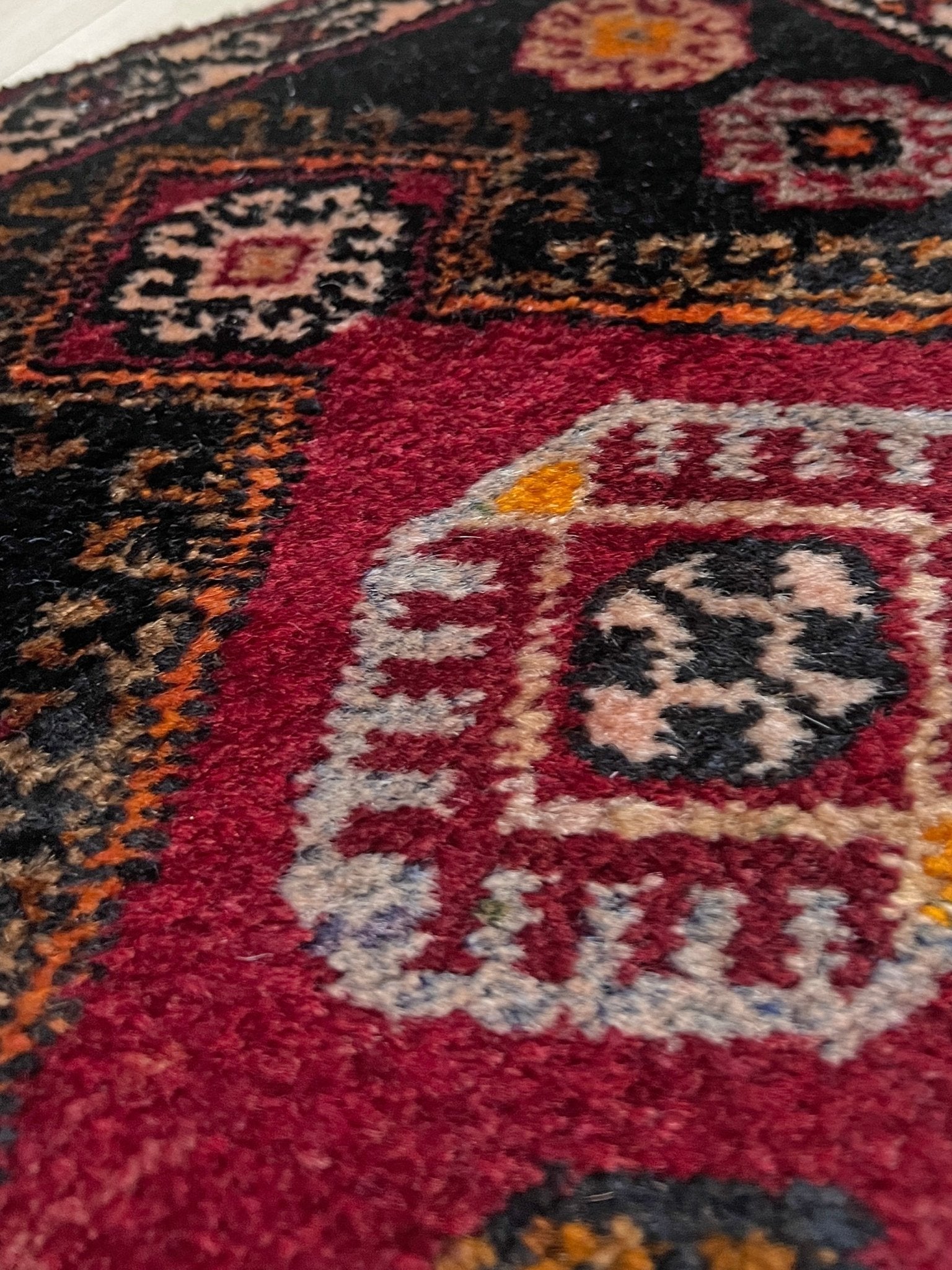 Red Black 2x3 handmade smalll wool rıg for kitchen entry under the desk bathroom bedroom Turkish mini rug free shipping