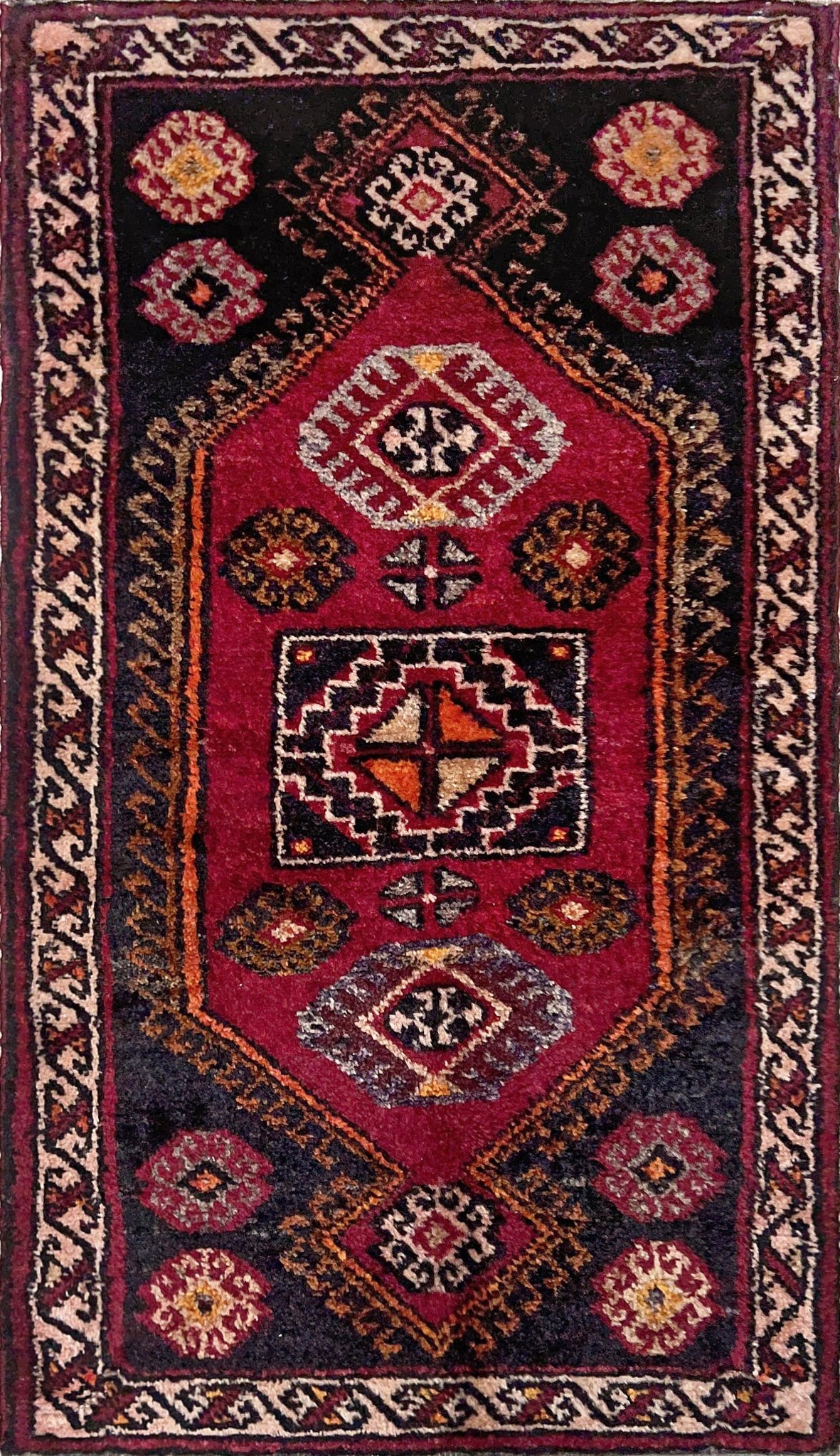 Ruby Red Black 2x3 handmade small wool rug for kitchen entry under the desk bathroom bedroom Turkish mini rug free shipping