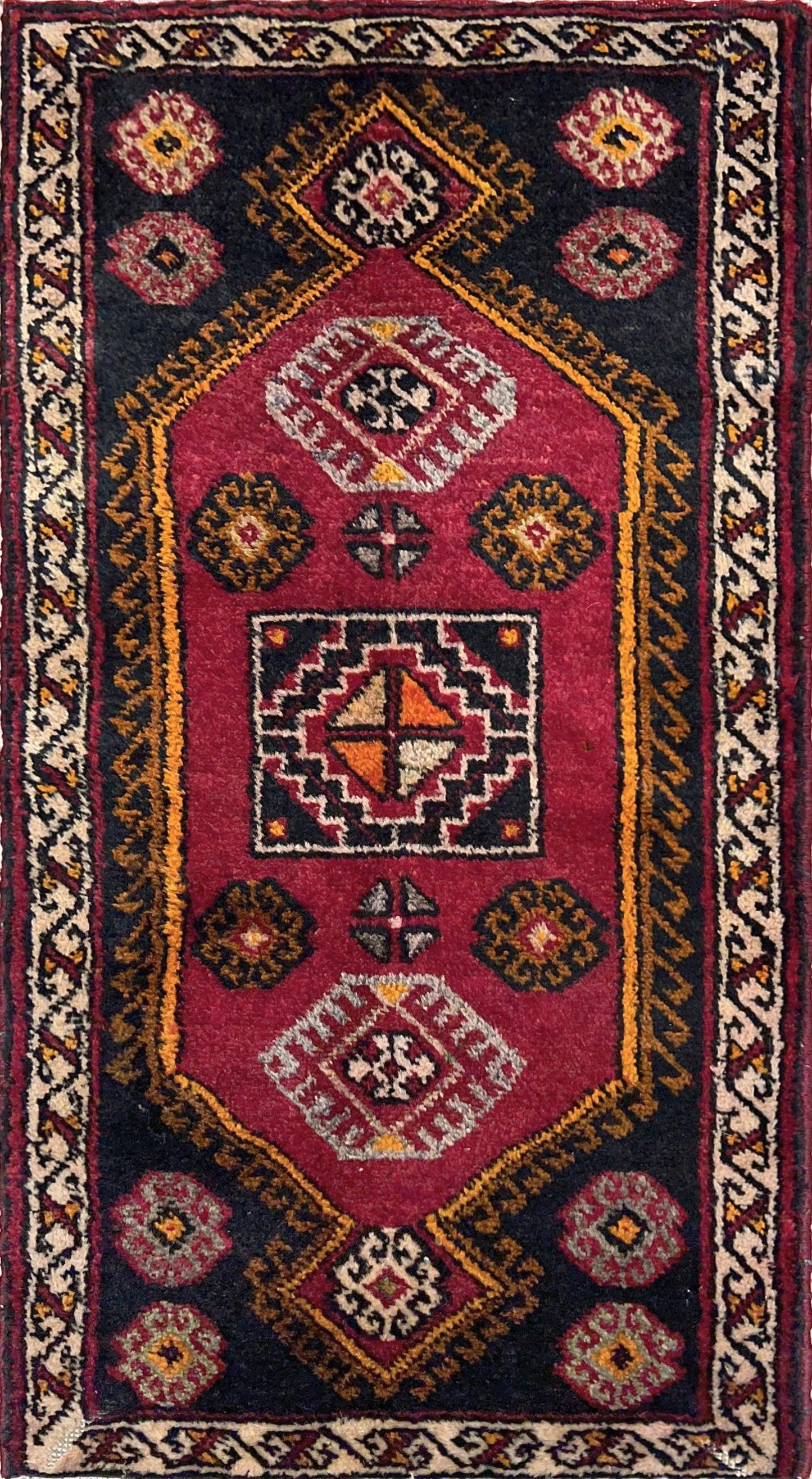 Ruby Red Black 2x3 handmade small wool rug for kitchen entry under the desk bathroom bedroom Turkish mini rug free shipping