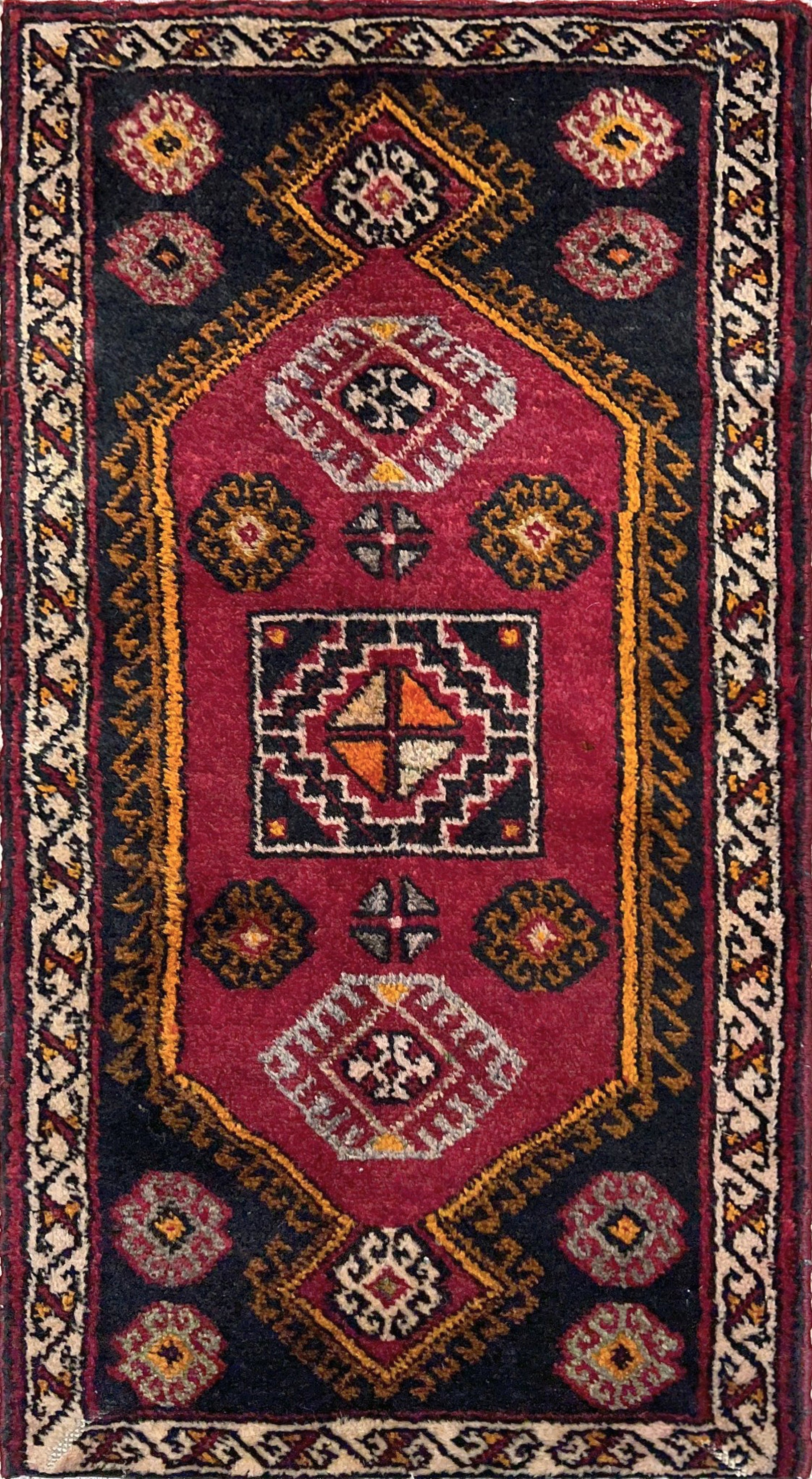Ruby Red Black 2x3 handmade small wool rug for kitchen entry under the desk bathroom bedroom Turkish mini rug free shipping