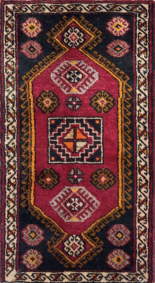Ruby Red Black 2x3 handmade small wool rug for kitchen entry under the desk bathroom bedroom Turkish mini rug free shipping