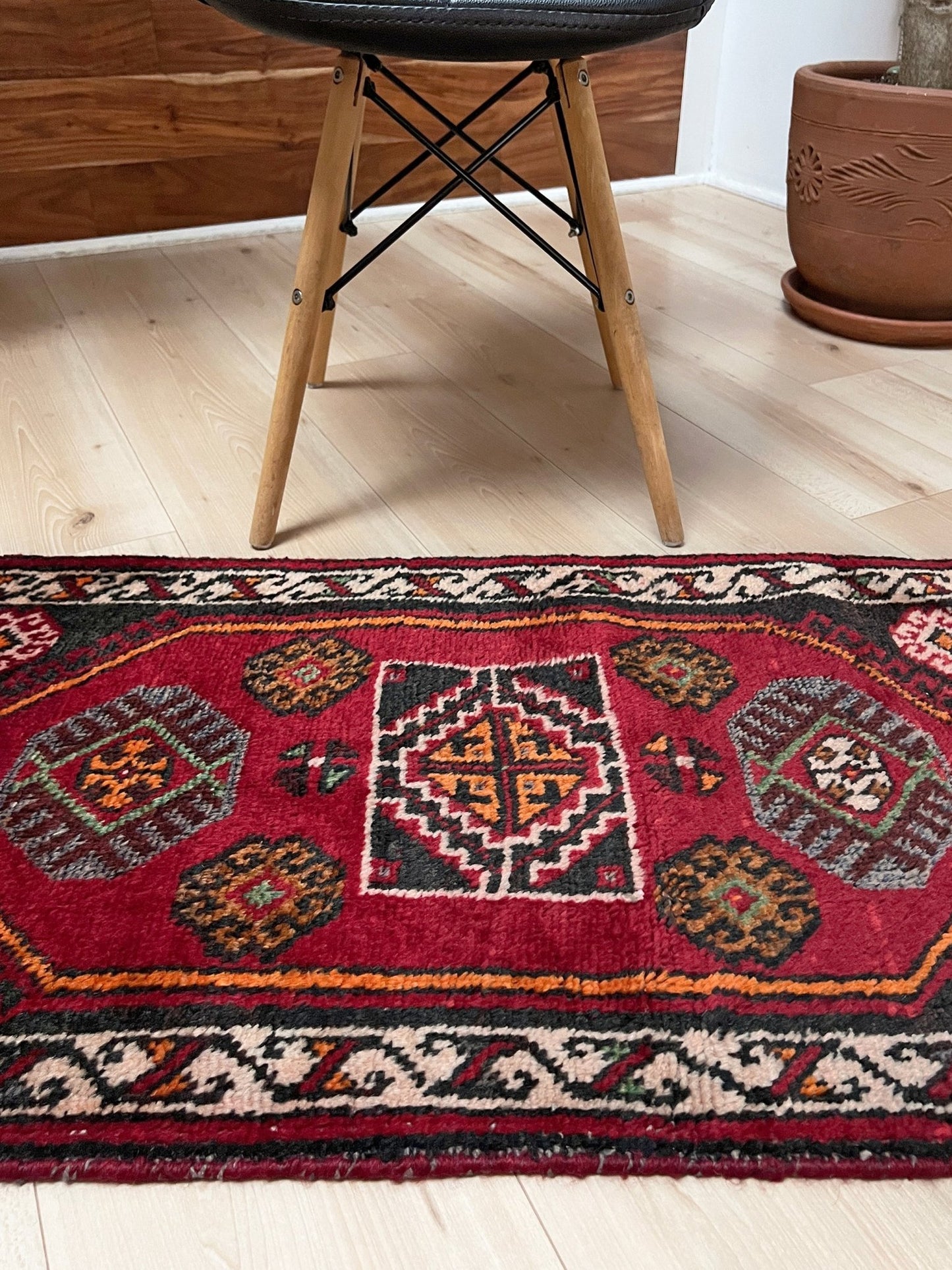 Red Black 2x3 handmade smalll wool rıg for kitchen entry under the desk bathroom bedroom Turkish mini rug free shipping