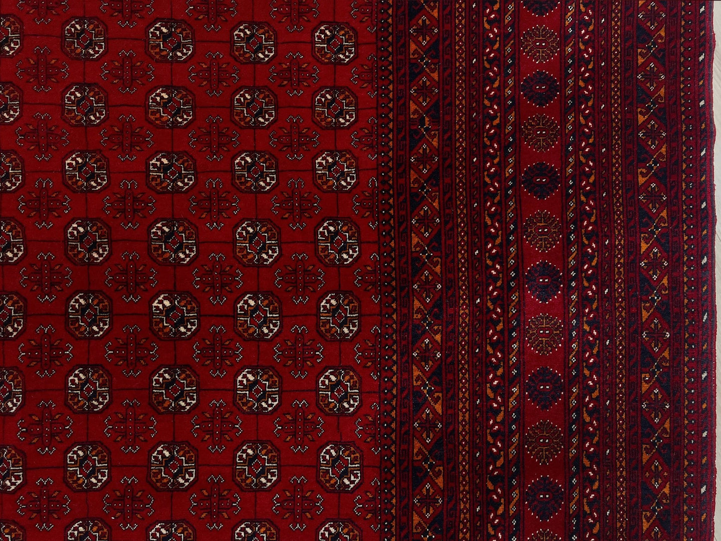 Red bukhara turkmen vintage rug shop berkeley. Handmade traditional wool 7x10 rug shop san francisco bay area.