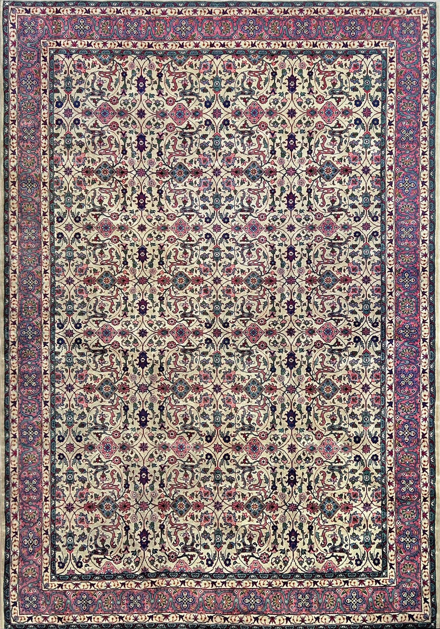 Kemaliye beige pink handmade vintage turkish rug. 7x9 perfect size for living room bedroom dining. Handmade wool luxury rug shop san francisco bay area. Free shipping. 