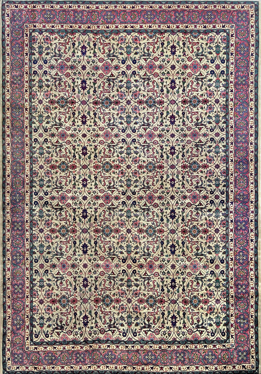 Kemaliye beige pink handmade vintage turkish rug. 7x9 perfect size for living room bedroom dining. Handmade wool luxury rug shop san francisco bay area. Free shipping. 