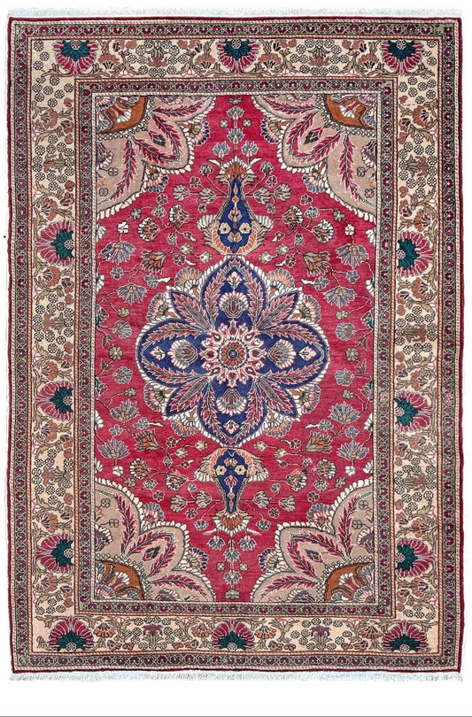 Crimson Red 5x7 Kayseri handmade Turkish wool rug from the best rug shop in the San Francisco Bay Area, Burlingame CA, free shipping available. Perfect for living rooms, bedrooms, dining rooms, studies, or formal sitting areas