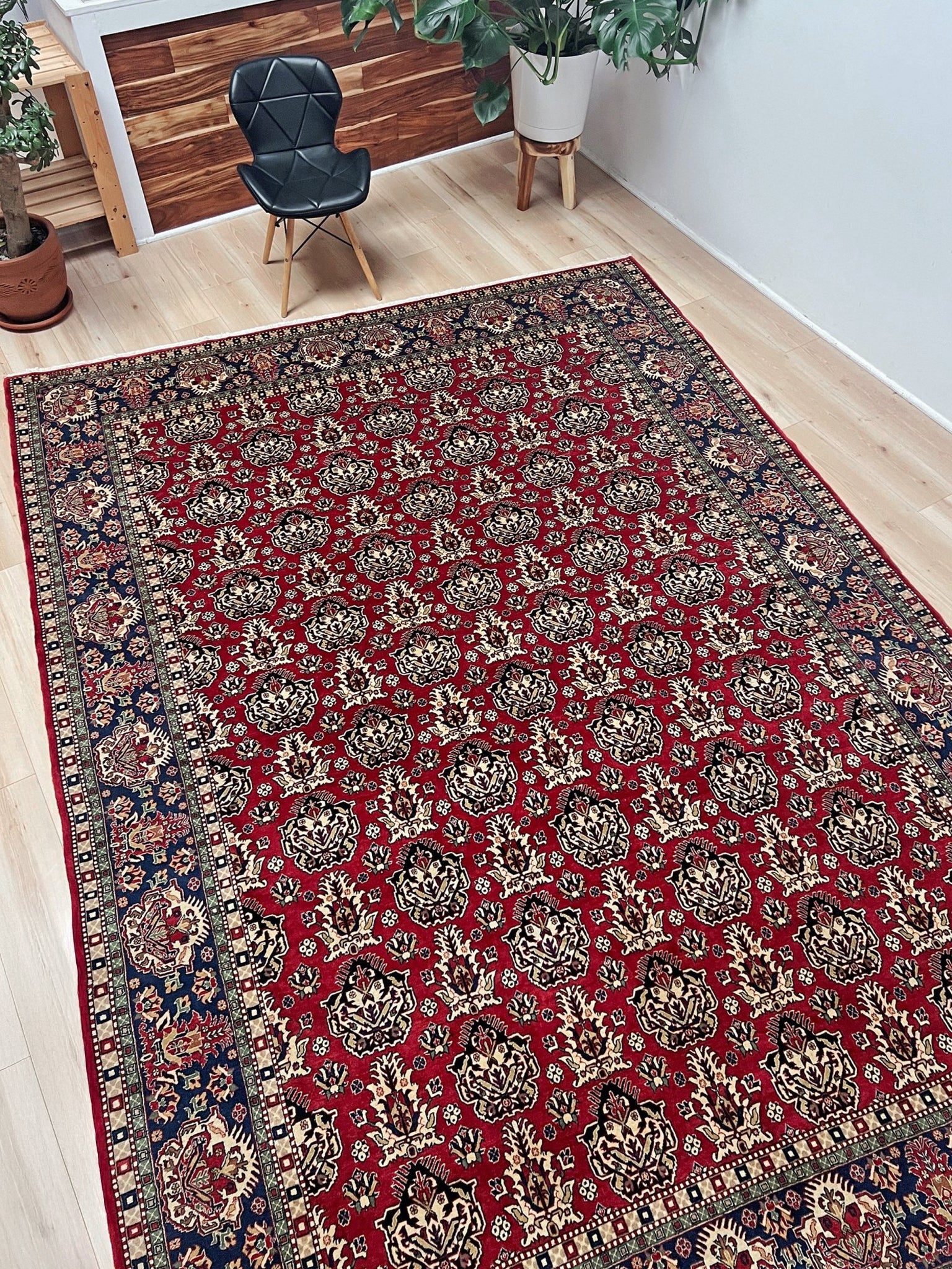 8x11 Hereke vintage Turkish luxury rug with crown-like floral motifs, perfect for living rooms, bedrooms, or dining spaces. This elegant handmade wool-on-cotton carpet is in pristine condition with authentic 'HEREKE' marking. From the best luxury handmade rug shop in the San Francisco Bay Area, offering free shipping. 
